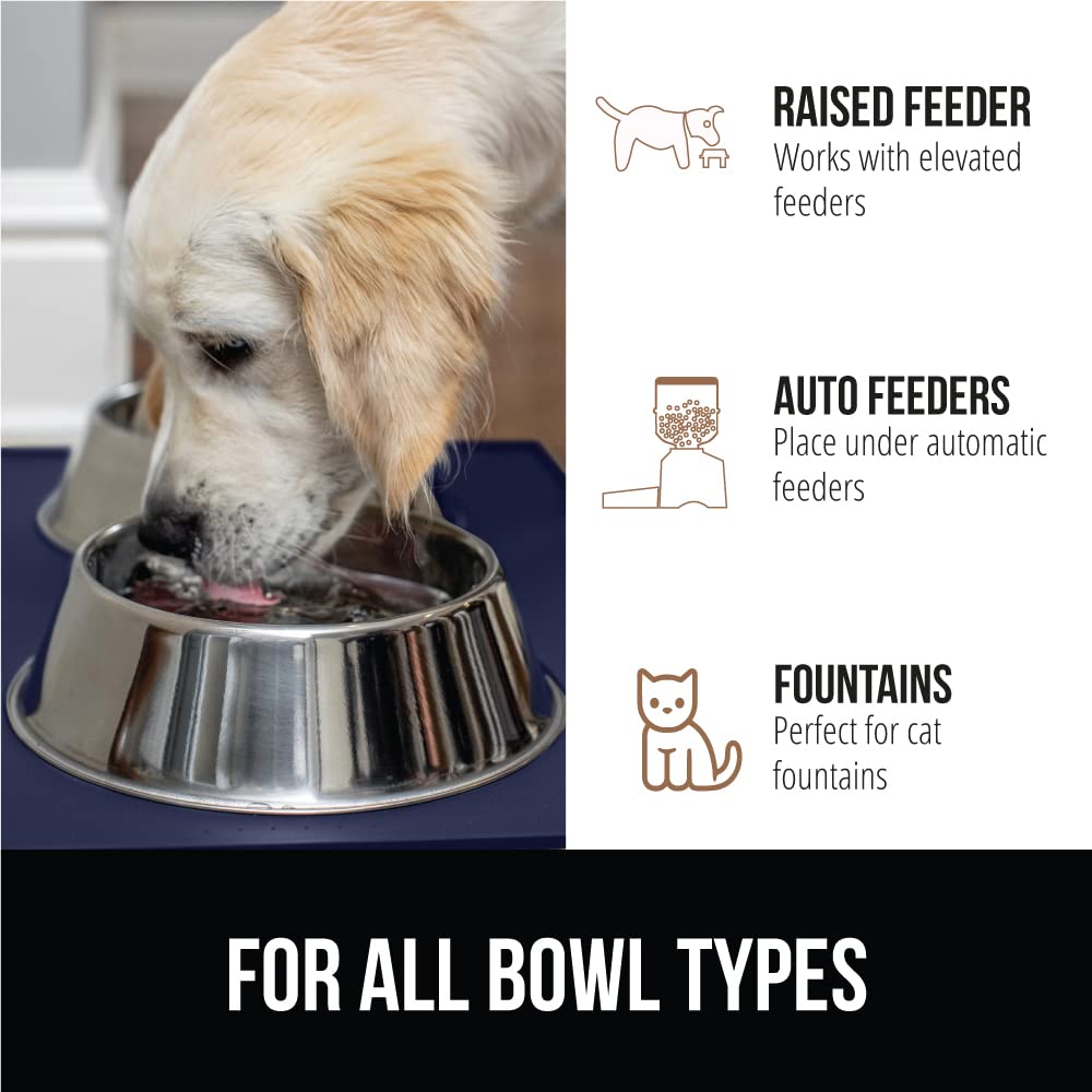 GORILLA GRIP 100% Waterproof Raised Edge BPA Free Silicone Pet Feeding Mat, Dog Cat Food Mats Contain Spills Protects Floors, Placemats for Cats and Dogs Water Bowl, Pets Accessories 18.5x11.5 Gray