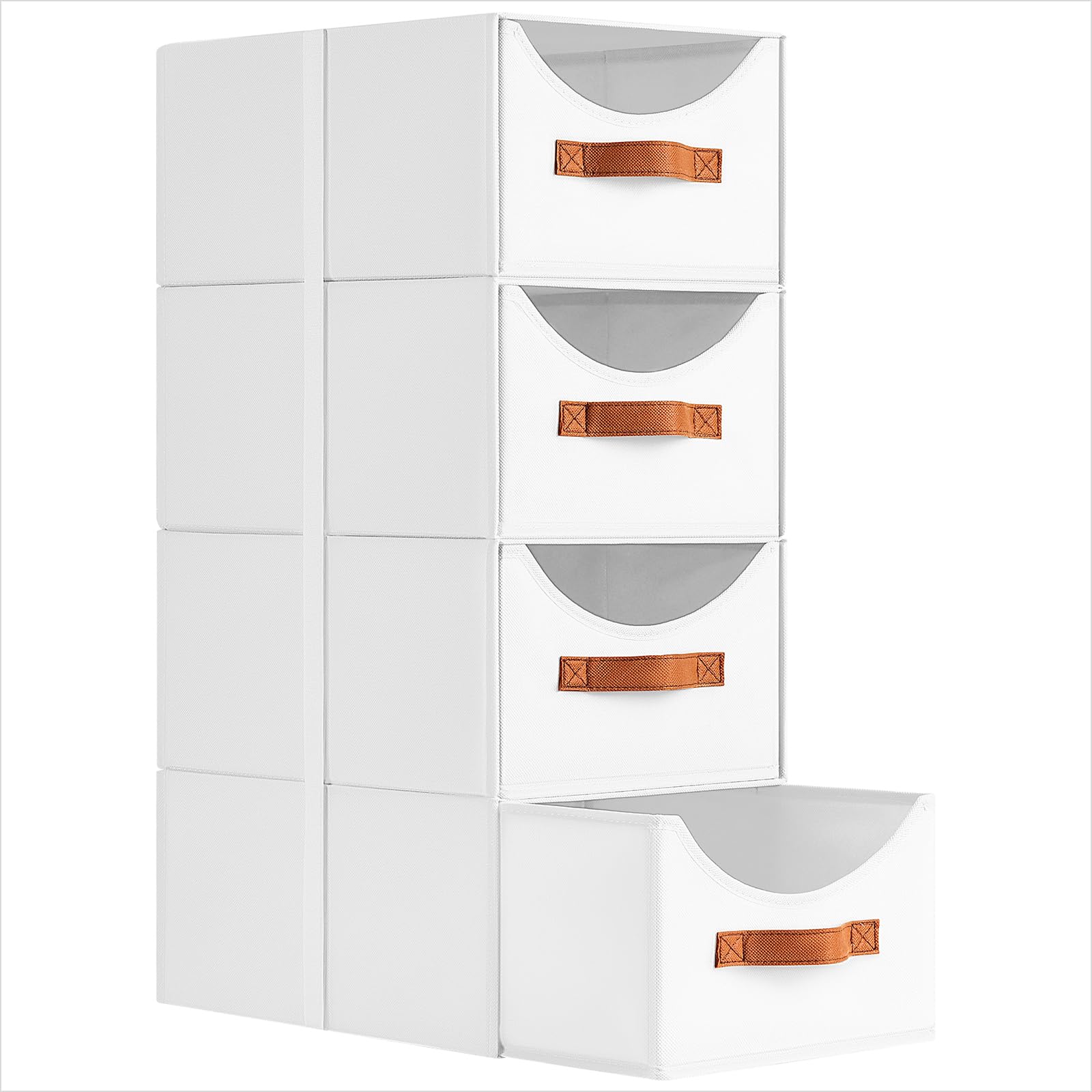 Homsorout Stackable Storage Drawers - Collapsible Storage Bins with Drawers, 4 Pack Closet Shelf Organizer Basket, Fabric Pull Out Organizer for Bedroom, Living Room, Dorm, Beige