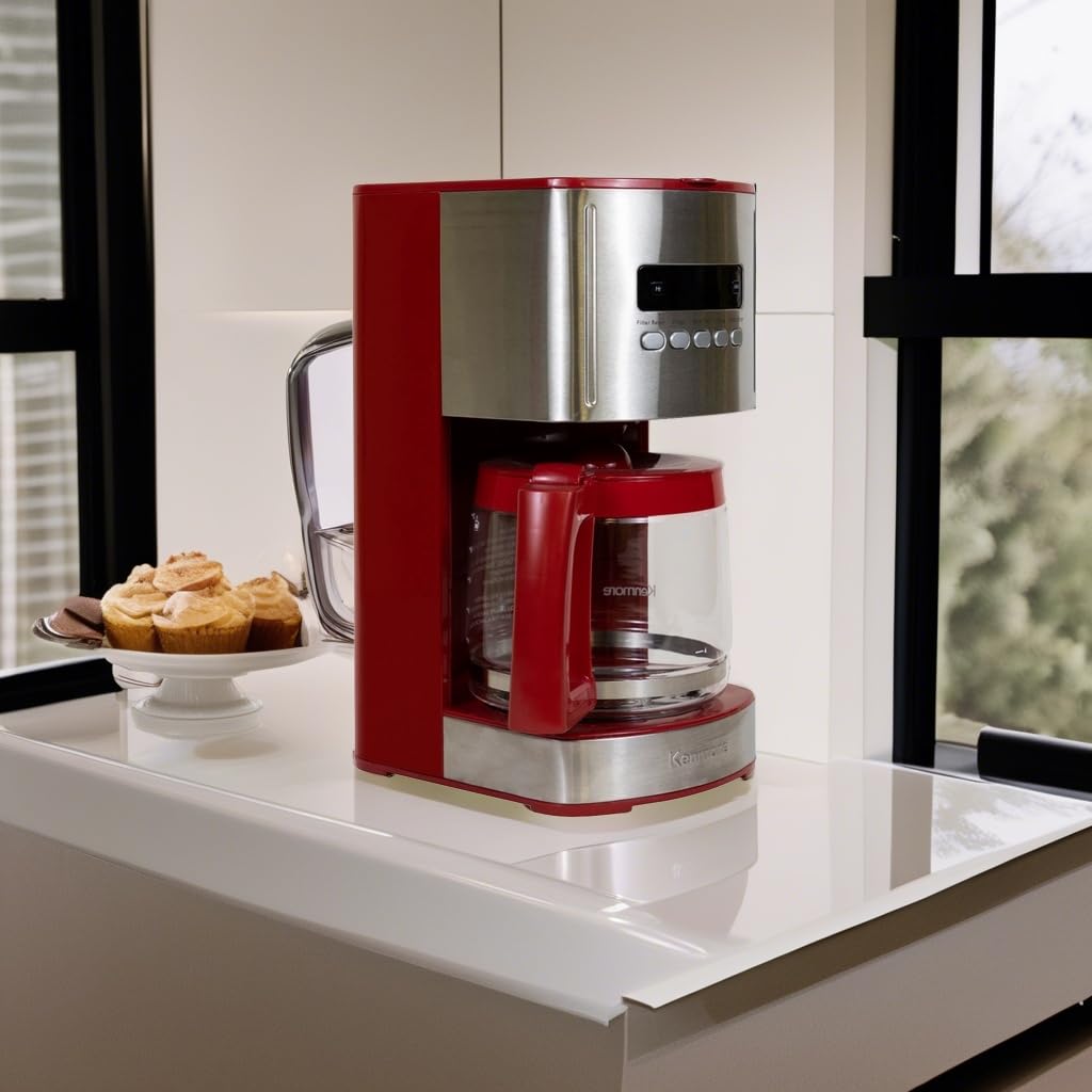 Kenmore Drip Coffee Maker - Programmable Cafe Machine With Glass Pot, Regular & Bold Brew, Auto Shut Off Large Water Reservoir, Reusable Filter, Kitchen Appliances For Cafeteria Barista, 12 Cup Black