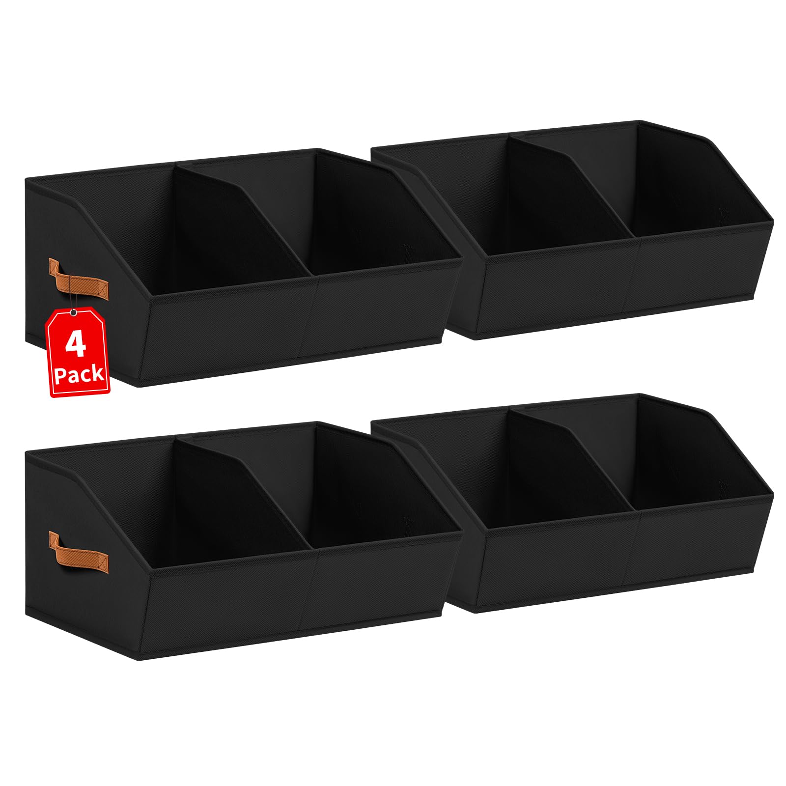 Homsorout Closet Organizers and Storage Bins - 8 Pack Collapsible Divided Trapezoidal Cube Storage Bins Baskets with Orange Handle for Organizing Clothes Blankets, Toys, Books, Towels(Beige)