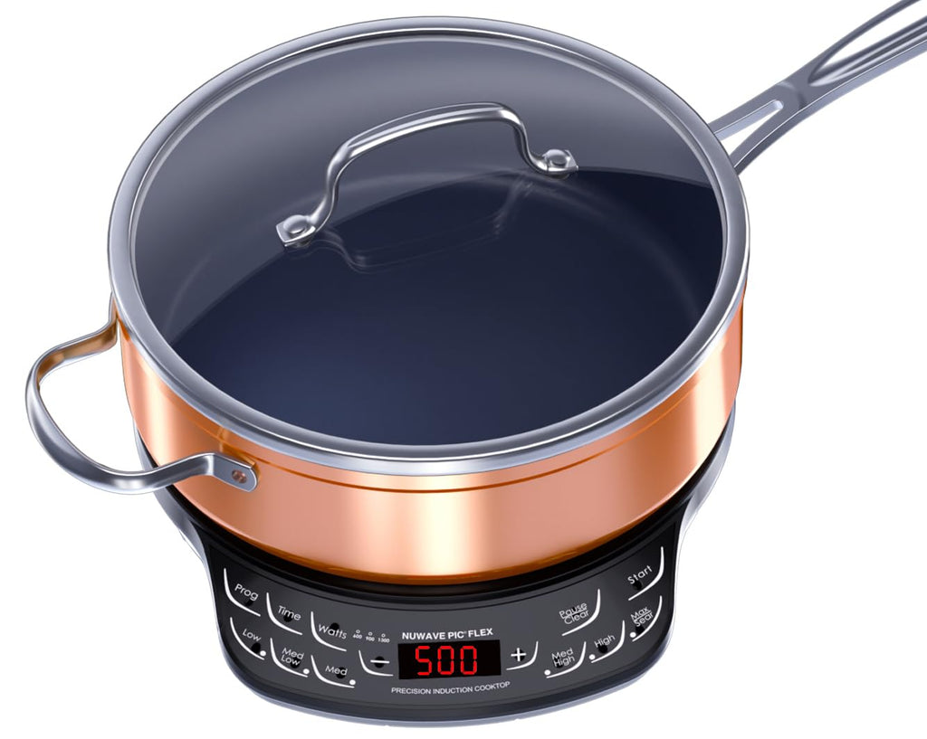 Nuwave Flex Precision Induction Cooktop, 10.25” Shatter-Proof Ceramic Glass, 6.5” Heating Coil, 45 Temps from 100°F to 500°F, 3 Wattage Settings 600, 900 & 1300 Watts, Black