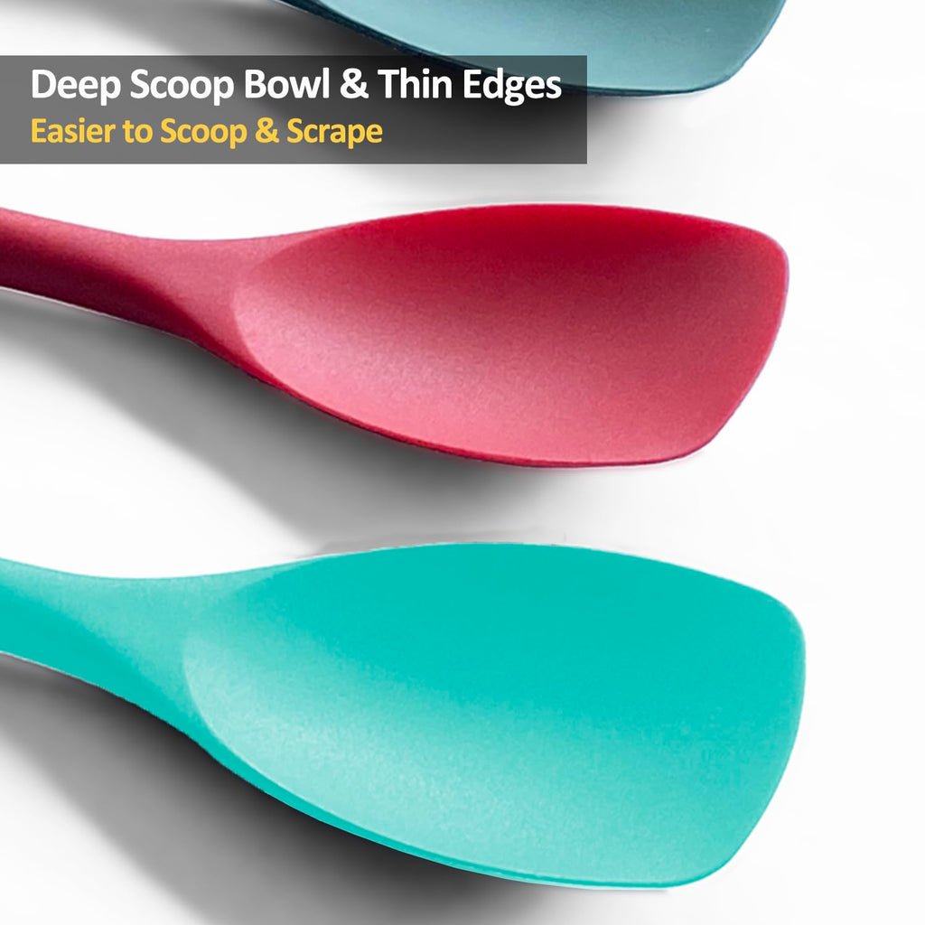Upgrade Silicone Spatula Spoon Set,VOVOLY Heat Resistant Rubber Spoonula, Seamless Non-Stick Flexible Scrapers for Baking Mixing Tool,3 Pack,