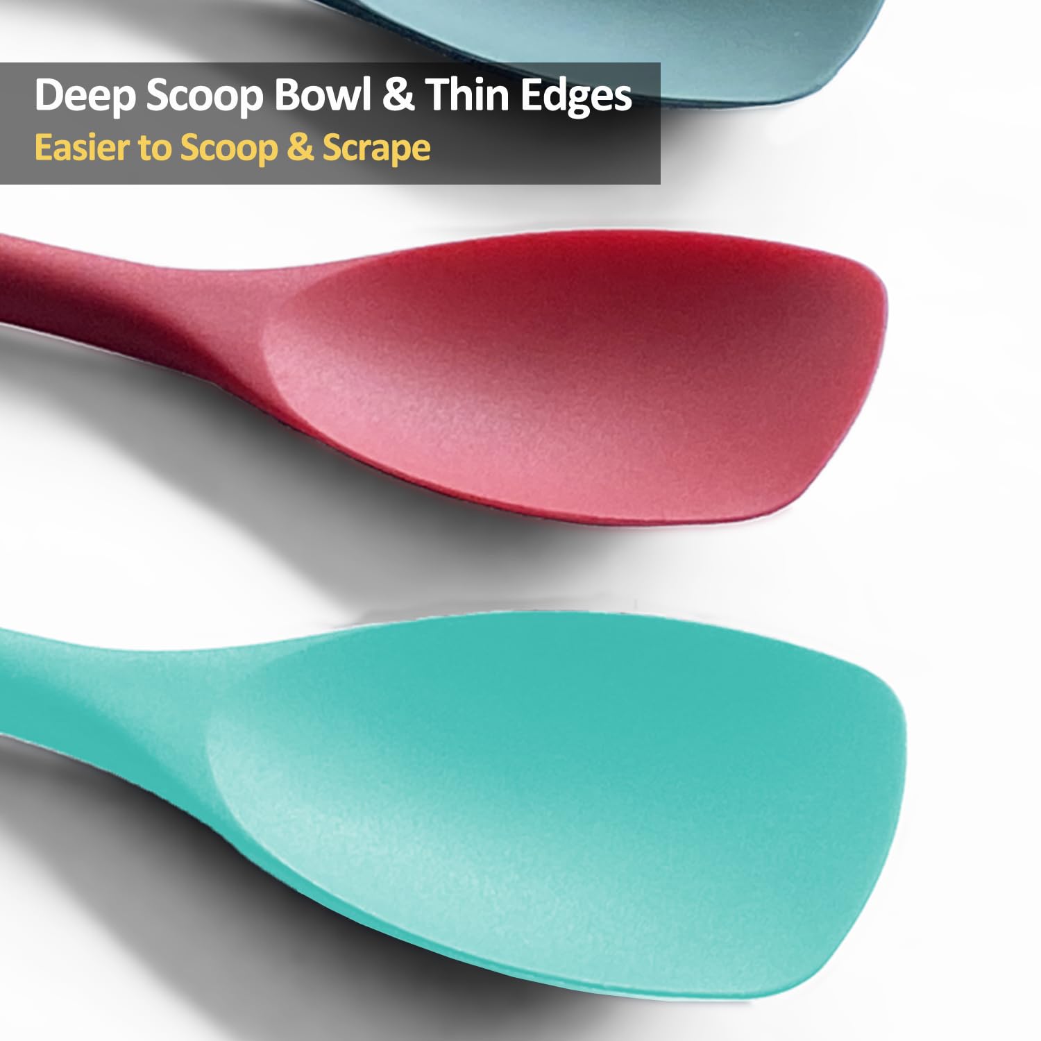 Upgrade Silicone Spatula Spoon Set,VOVOLY Heat Resistant Rubber Spoonula, Seamless Non-Stick Flexible Scrapers for Baking Mixing Tool,3 Pack,