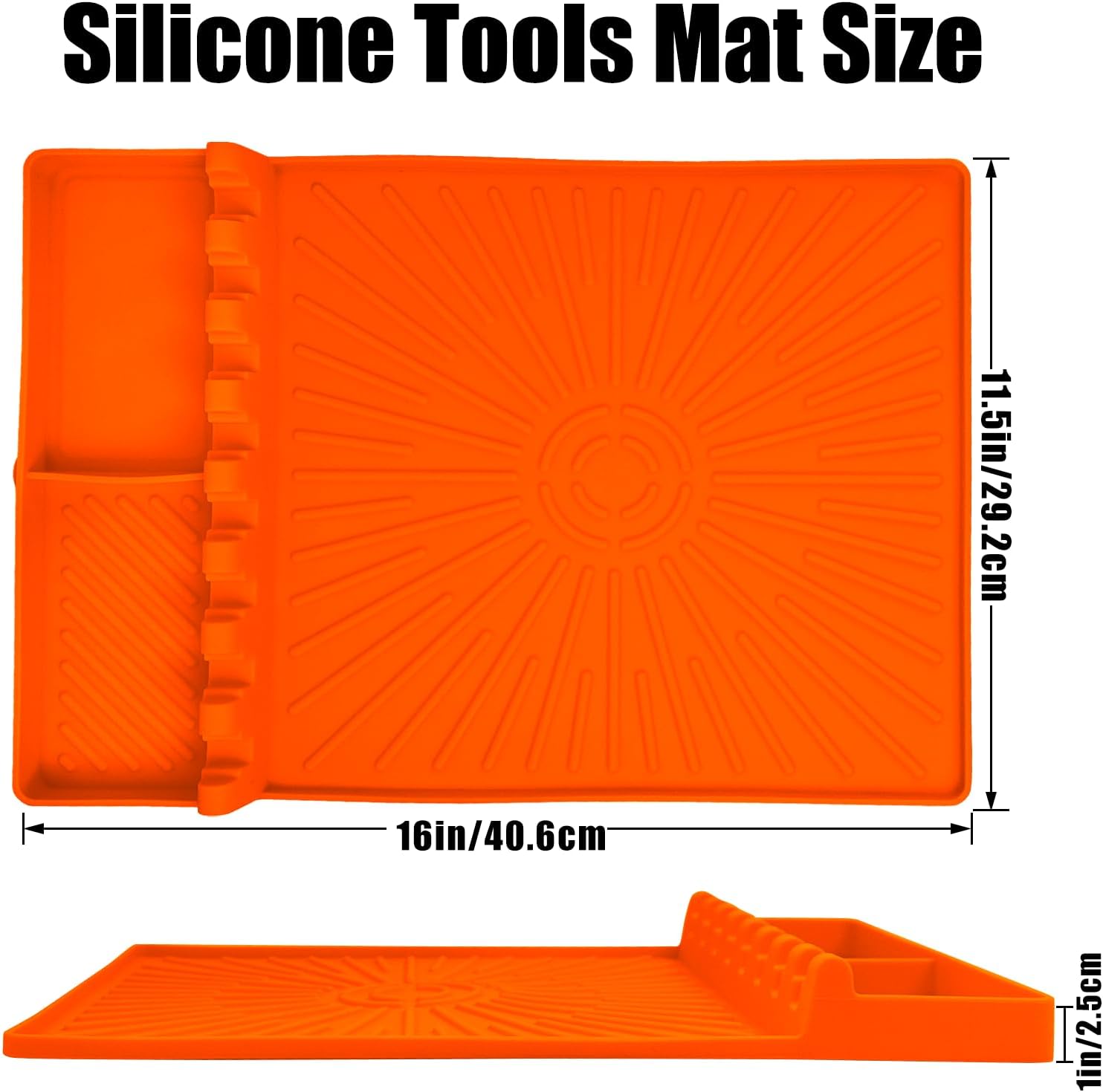 Silicone Grill Mat, Large Size Silicone Side Shelf Griddle Tools Spatula Mat with Drip Pad for Outdoor Grill Kitchen Countertop, Reusable Black-stone Griddle Accessories, Orange