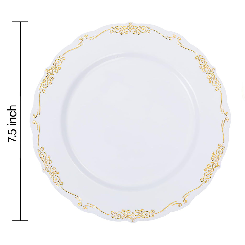 DaYammi 60PCS White Plastic Plates, Heavy Duty White Disposable Plates Premium 10inch Dinner Plates Hard Plastic Plates Disposable for Party Wedding Bridal Shower