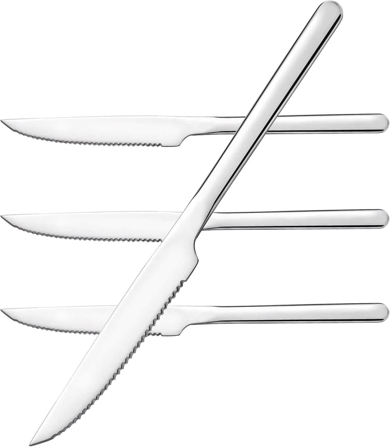 KINGSTONE Sharp Steak Knives, German Stainless Steel Steak Knife Set of 4 with Full-Serrated Blade, 9.4-Inch Sleek Design Table Knives, Mirror Polished