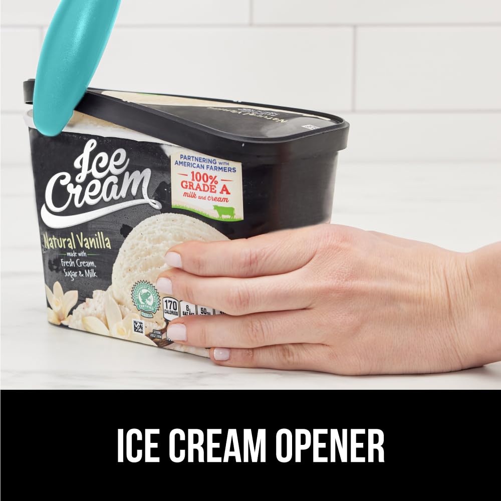 GORILLA GRIP BPA-Free Heavy Duty Ice Cream Scoop, Comfortable Ergonomic Handle, Professional Grade Scooper for Perfect Round Scoops, Spoon Frozen Hard Gelato, Sorbet, Cookie Dough, Kitchen Tool, Black