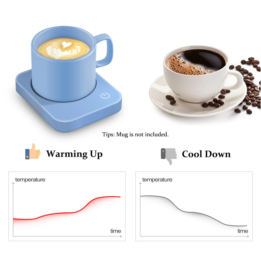 VOBAGA Coffee Mug Warmer for Desk with Auto Shut Off & 3-Temp Settings, Coffee Cup Warmer with Smart Safety Alert Home Office Accessory, Perfect for Coffee, Tea, Milk (Mug for Display)