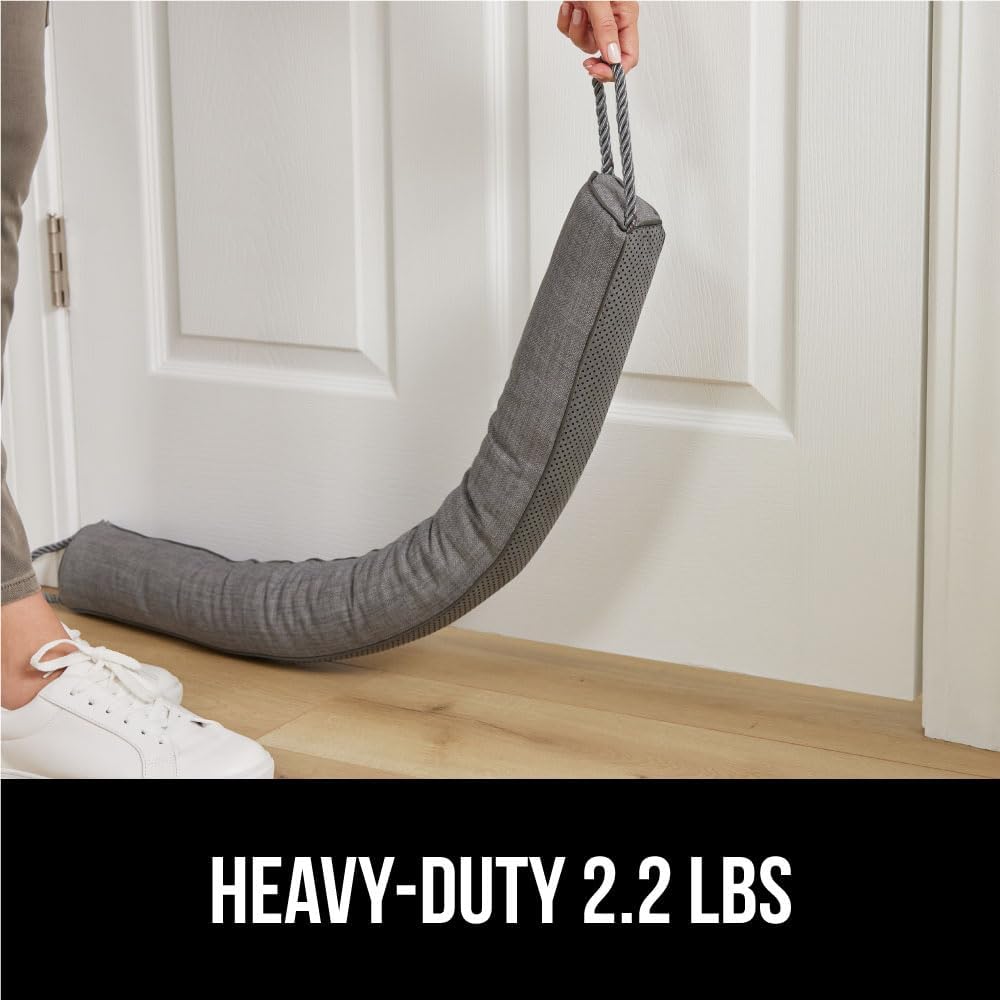GORILLA GRIP Door Draft Stopper for Bottom of Doors, Sweep Weather Stripping Seal Noise, Cold Air Blocker, Soundproofing, Warmth Sealer, Easy Install Gap Filler, Home Essentials, 32 Inch, Gray