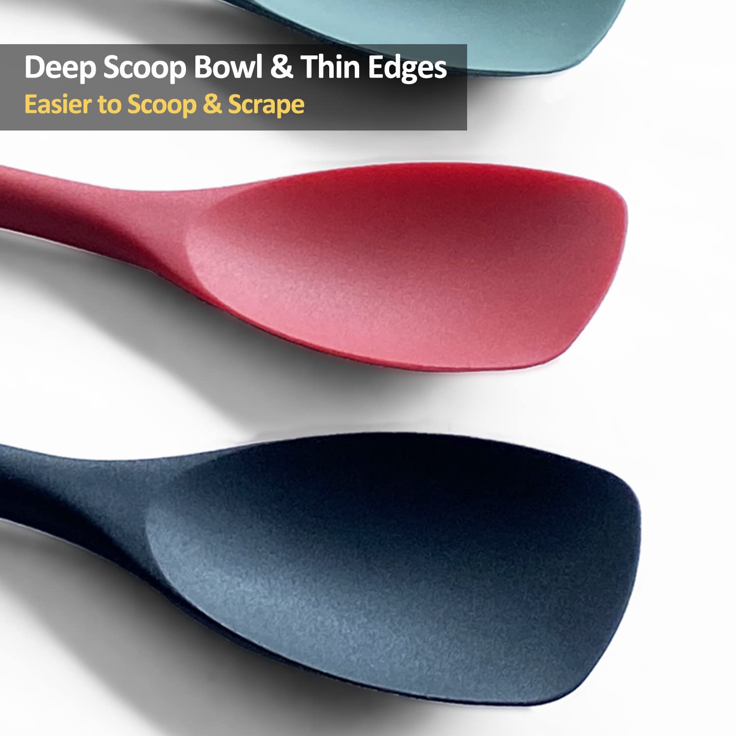 Upgrade Silicone Spatula Spoon Set,VOVOLY Heat Resistant Rubber Spoonula, Seamless Non-Stick Flexible Scrapers for Baking Mixing Tool,3 Pack,