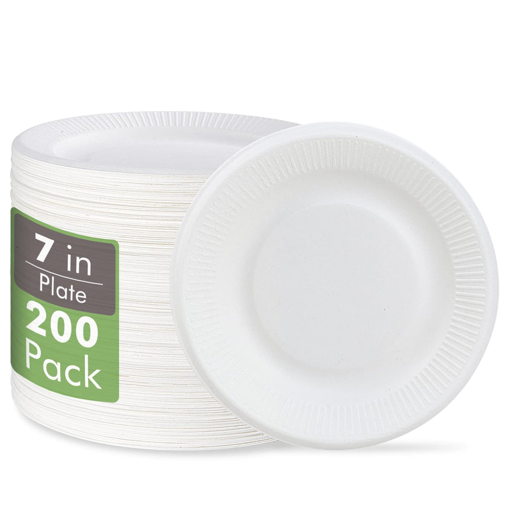 Vplus 100% Compostable Small Paper Plates, 300 Pack 6 Inch Disposable Paper Plates, Uncoated Biodegradable, Made of Sugar Cane Fibers, Perfect for Sandwich, Cake, and Snack