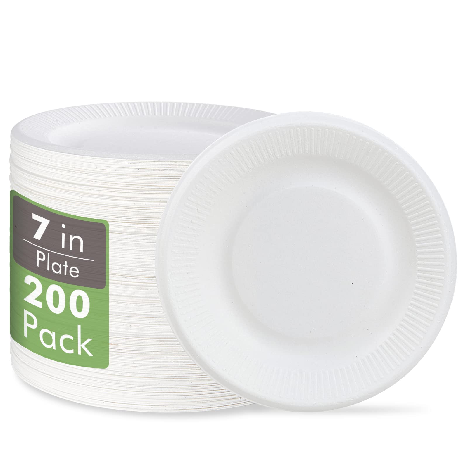 Vplus 100% Compostable Small Paper Plates, 300 Pack 6 Inch Disposable Paper Plates, Uncoated Biodegradable, Made of Sugar Cane Fibers, Perfect for Sandwich, Cake, and Snack