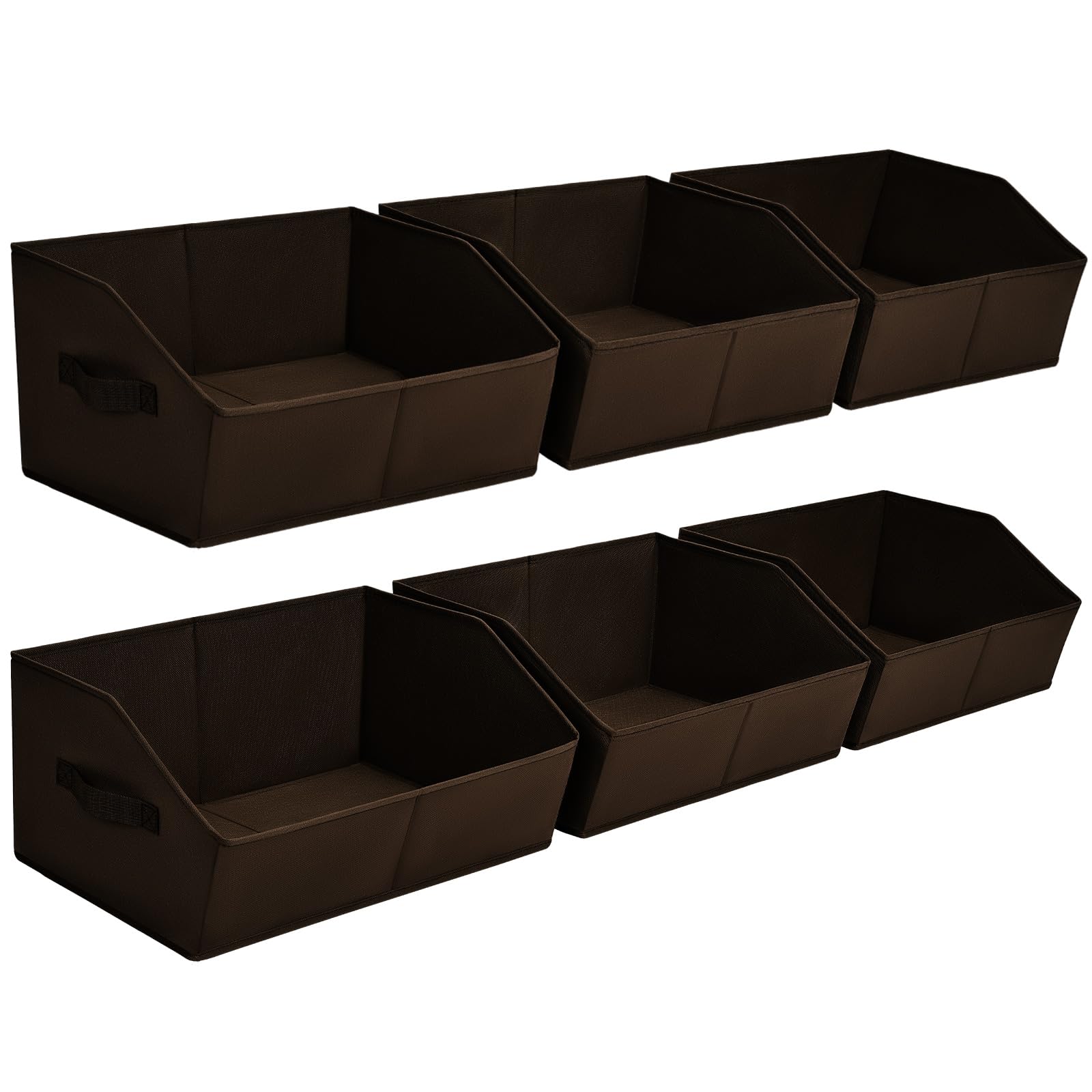 Homsorout Closet Organizers Bins 6 Packs - Large Closet Shelf Organizer with Handles, Fabric Trapezoid Storage Bins, Collapsible Storage Cubes for Clothes, Towels, Light Gray