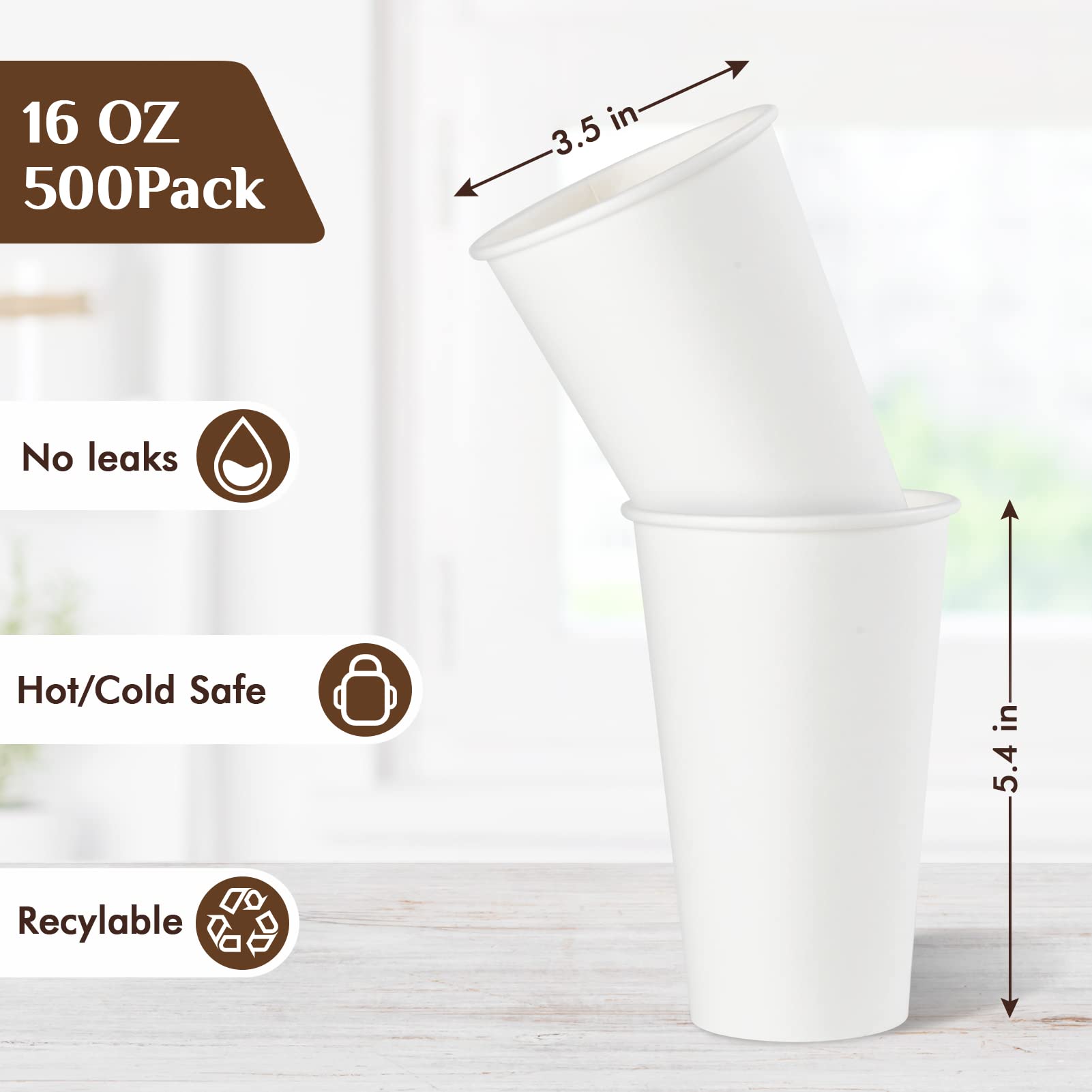 Vplus 500 Pack 12 OZ Paper Coffee Cups, Disposable 12 OZ Coffee Cups With Lids, Cold/Hot Drinking, For Home, Traveling, Stores, Office, And Events