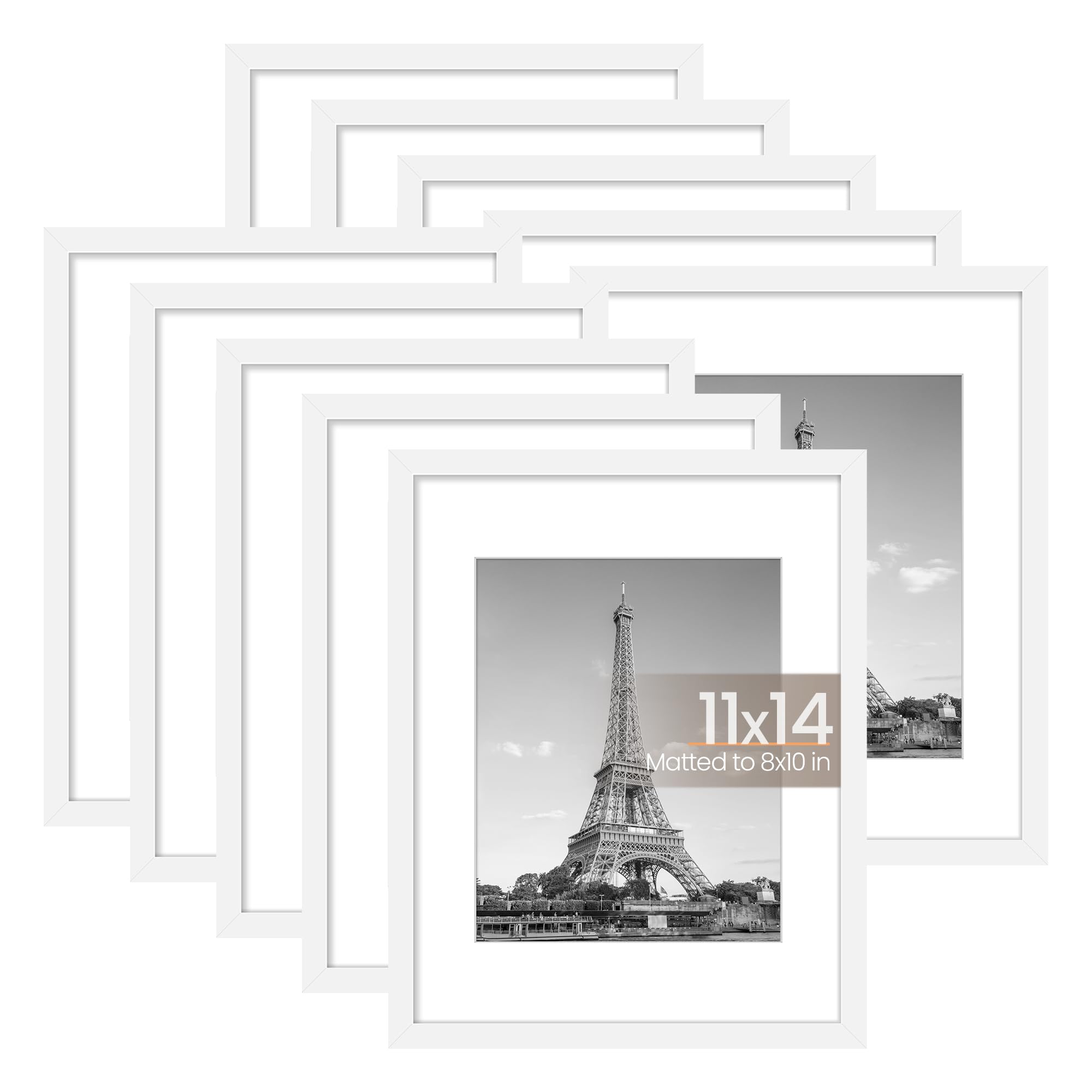 upsimples 5x7 Picture Frame Set of 10, Display Pictures 4x6 with Mat or 5x7 Without, Multi Photo Frames Collage for Wall or Tabletop Display, Black