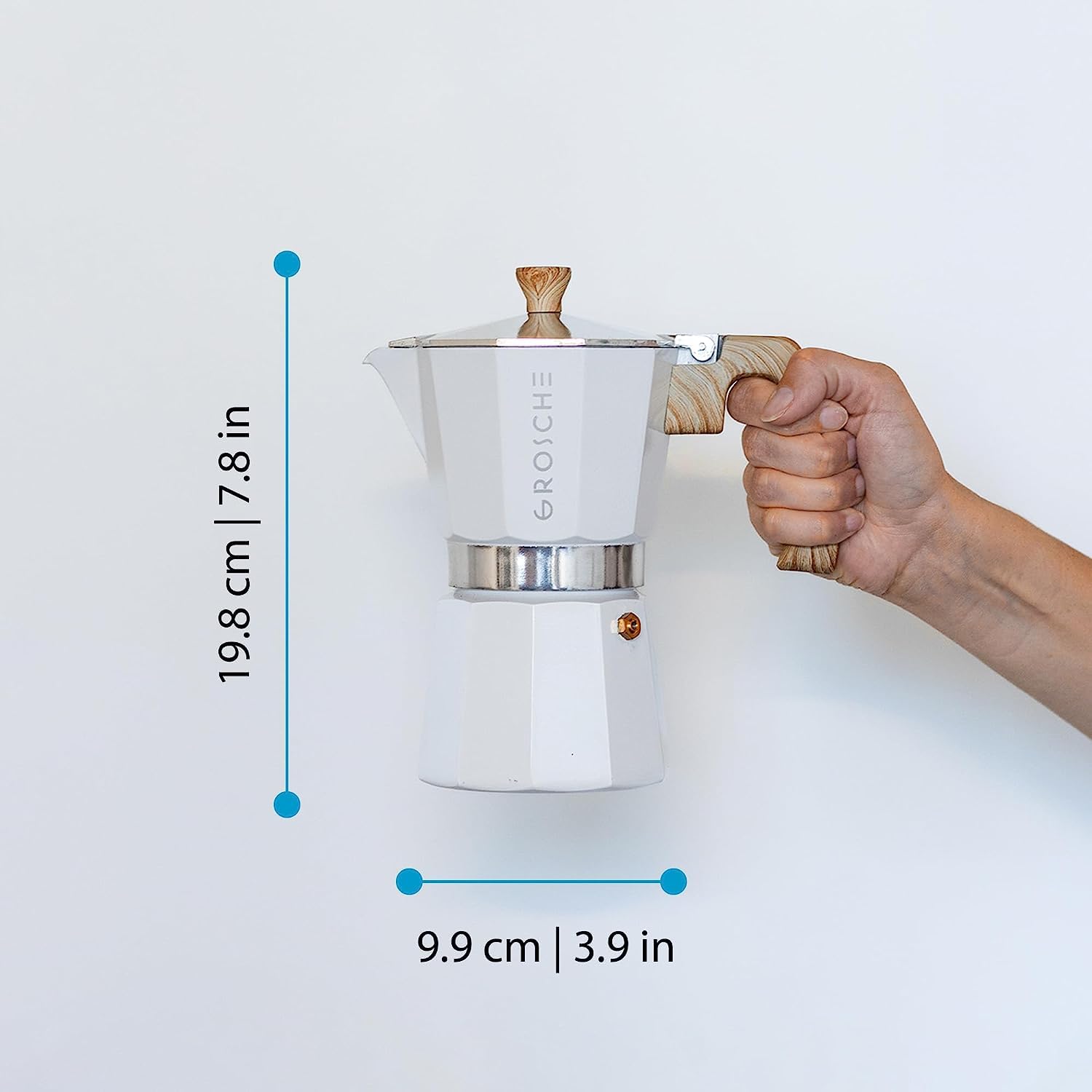 GROSCHE Milano Moka pot, Stovetop Espresso maker, Greca Coffee Maker, Stovetop coffee maker and espresso maker percolator (Grey, 6 cup)