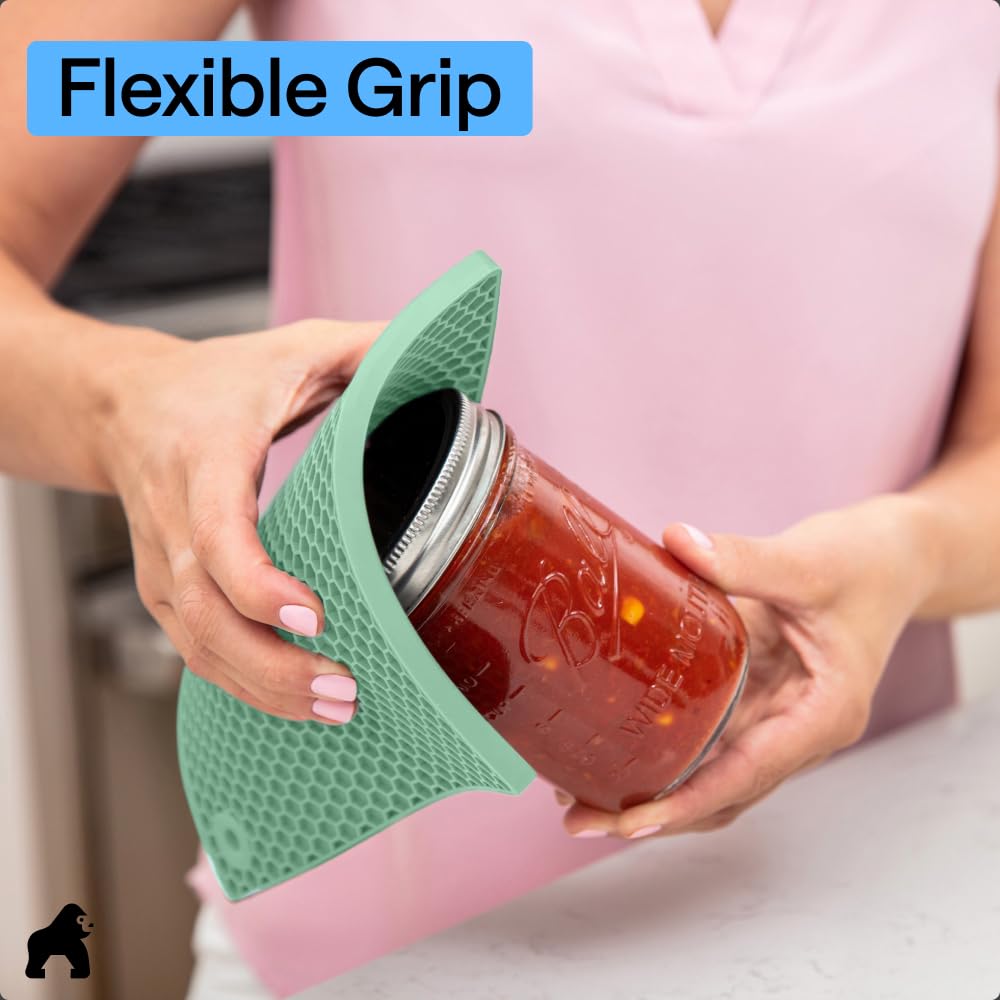 GORILLA GRIP BPA-Free Soft Silicone Oven Mitts, Heat Resistant and Waterproof Cooking Safety Gloves, Thick Cotton Lining, Flexible Gripping, Kitchen Potholders Set, for Grilling, BBQ, 12.5x8.3, Black