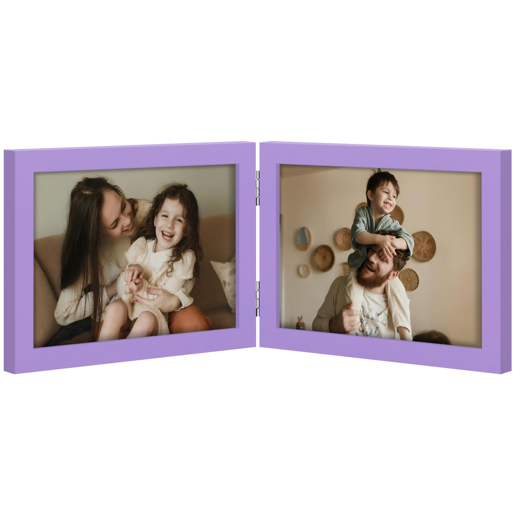 decorUhome Double 4x6 Picture Frame Vertical, Engineered Wood Bifold Photo Frame with Plexiglass for Tabletop Display, 4x6, Black