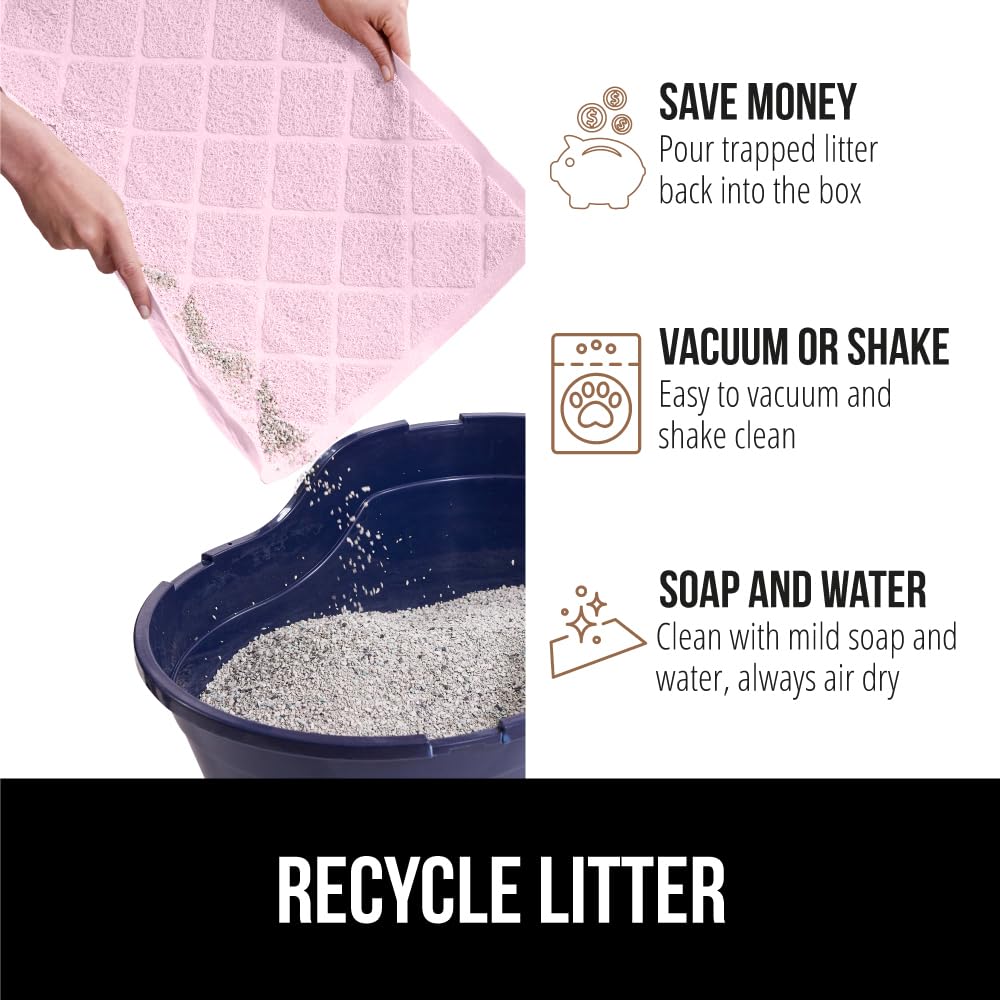 GORILLA GRIP Cat Litter Box Mat, Water Resistant, US Designed Kitty Litter Trapping Mats, Easy to Clean, Scatter Control, Less Mess and Clean Floors, Kitten Supplies for Indoor Cats, 24x17 Grey