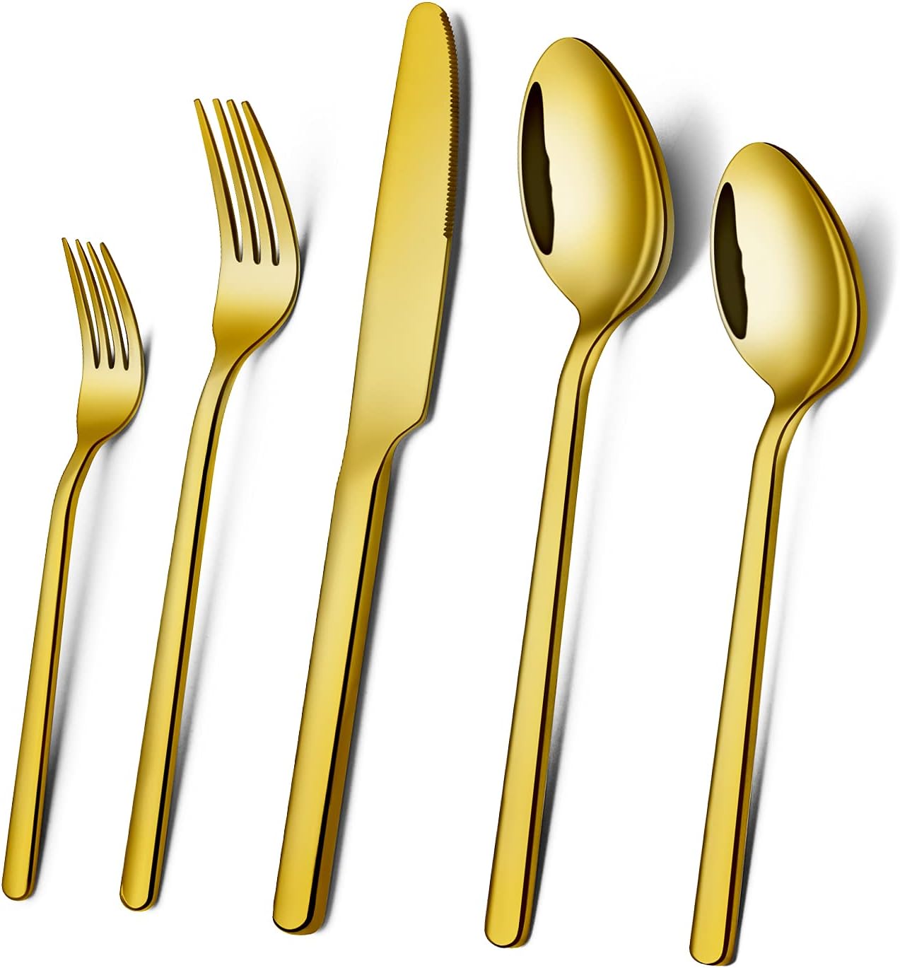 KINGSTONE Golden Silverware Set, 18/10 Gold Flatware Set for 4, Gold Mirror Finish Cutlery Set for Home Kitchen and Restaurant