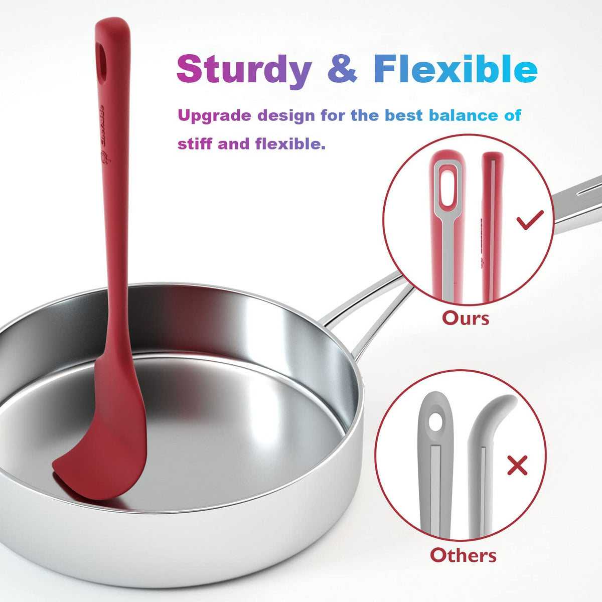 ChefAide 5 Pieces Silicone Spatulas Set, Heat Resistant Rubber Spatula