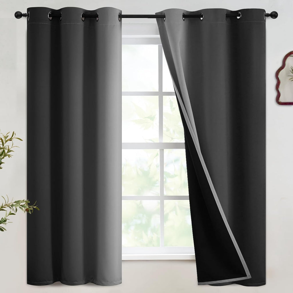 SimpleHome Ombre Room Darkening Curtains for Bedroom, Gradient Black to Grey White Light Blocking Thermal Insulated Grommet Window Curtain/Drapes for Living Room,2 Panels, 52x84 inches Length