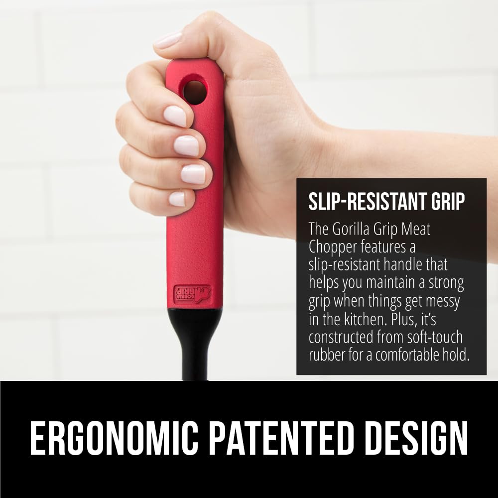 GORILLA GRIP BPA-Free Patented Dual-Sided Meat Tenderizer Tool, Soft Comfortable Handle, Heavy Duty Kitchen Mallet for Steak, Beef, Cutlets, Commercial Grade Chicken Pounder, Dishwasher Safe, Black