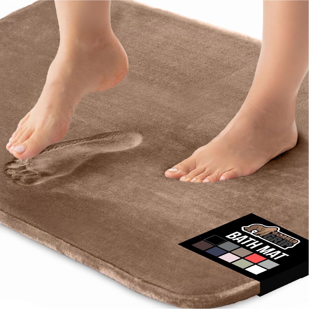 GORILLA GRIP Memory Foam Bath Rugs, Soft Absorbent Velvet Bathroom Mats, Durable Dots on Underside, Machine Washable Bathmat, Carpet Rug Room Decor for Shower Floor, 24x17 Mat, Graphite Gray