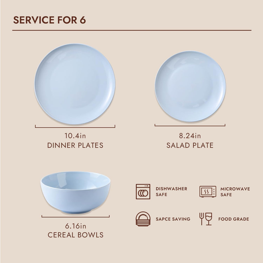 KINGSTONE 12-Piece Bone China Dinnerware Set for 4, Lightweight and Durable, Microwave and Dishwasher Safe, White Plates and Bowls for Everyday Use
