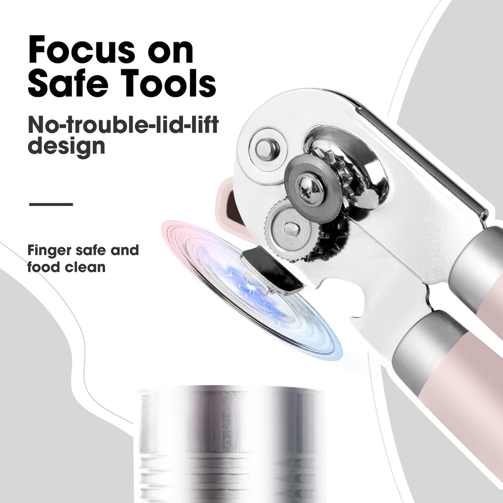 Beneno Heavy Duty Hand Can Opener Manual with Magnet, Durable Sharp Carbon Steel Blade Smooth Cutting, Big Effort-Saving Knob & Soft Grip Handle, Multifunctional Kitchen Tool with Bottle Opener, Green