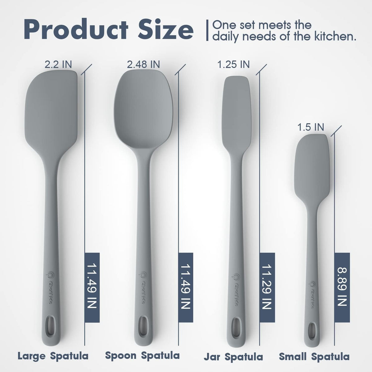 ChefAide 5 Pieces Silicone Spatulas Set, Heat Resistant Rubber Spatula