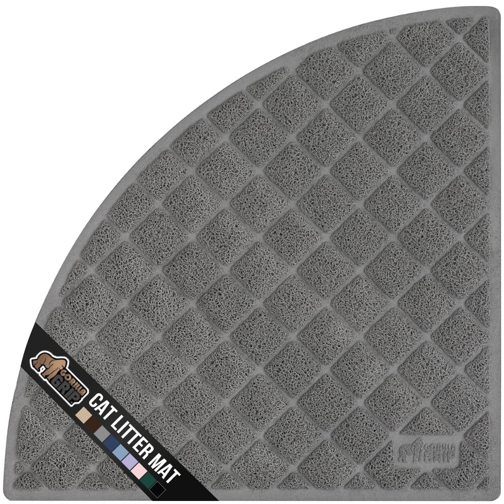 GORILLA GRIP Cat Litter Box Mat, Water Resistant, US Designed Kitty Litter Trapping Mats, Easy to Clean, Scatter Control, Less Mess and Clean Floors, Kitten Supplies for Indoor Cats, 24x17 Grey