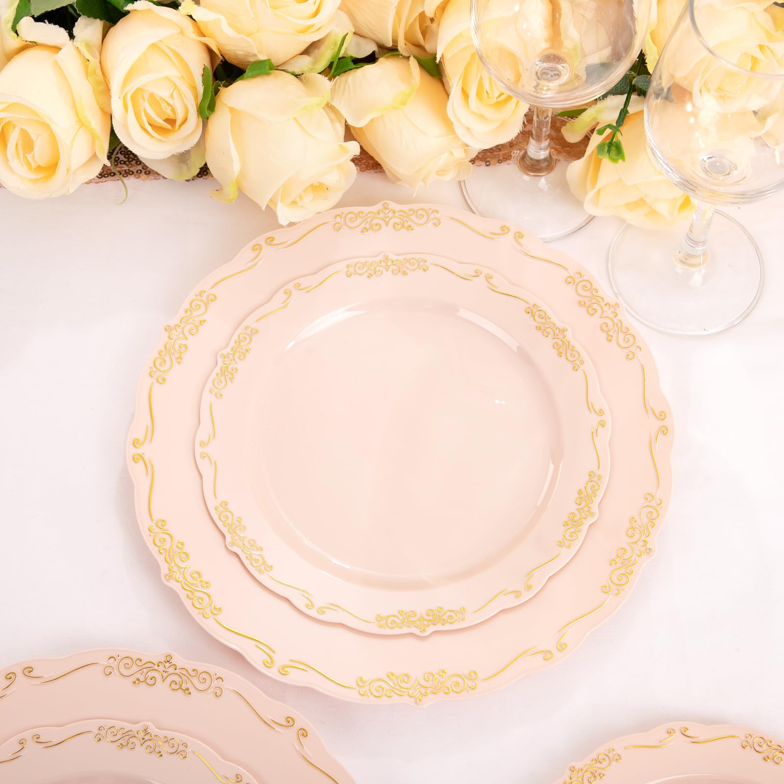 DaYammi 60PCS White Plastic Plates, Heavy Duty White Disposable Plates Premium 10inch Dinner Plates Hard Plastic Plates Disposable for Party Wedding Bridal Shower