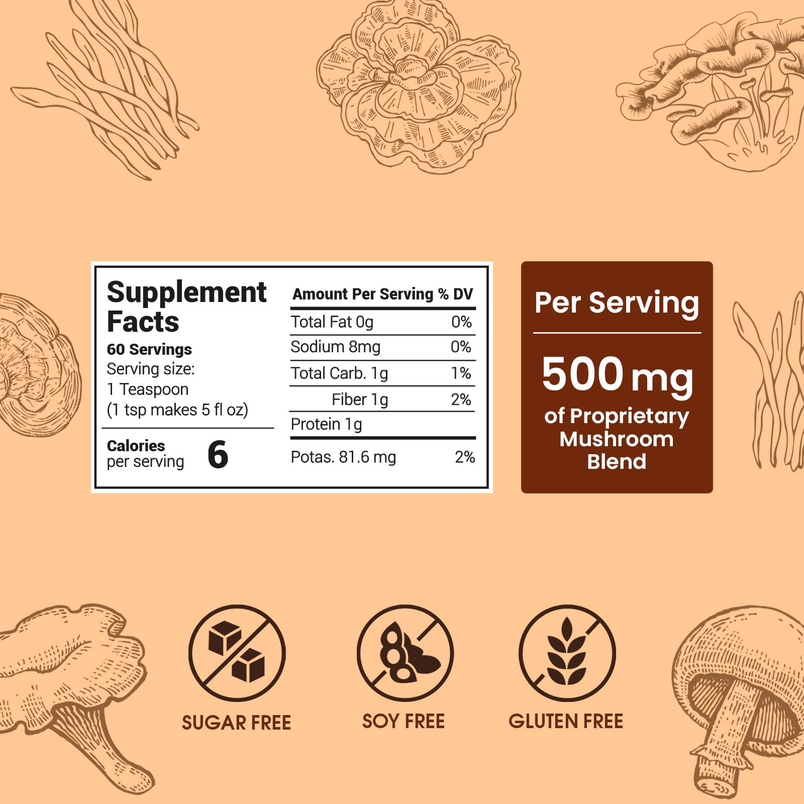 Mushroom Coffee (60 Servings) 10 Mushrooms (Lion’s Mane, Cordyceps, Turkey Tail & Other) Mixed With Gourmet Arabica Instant Immune Boosting Coffee for Focus & Gut Health Support
