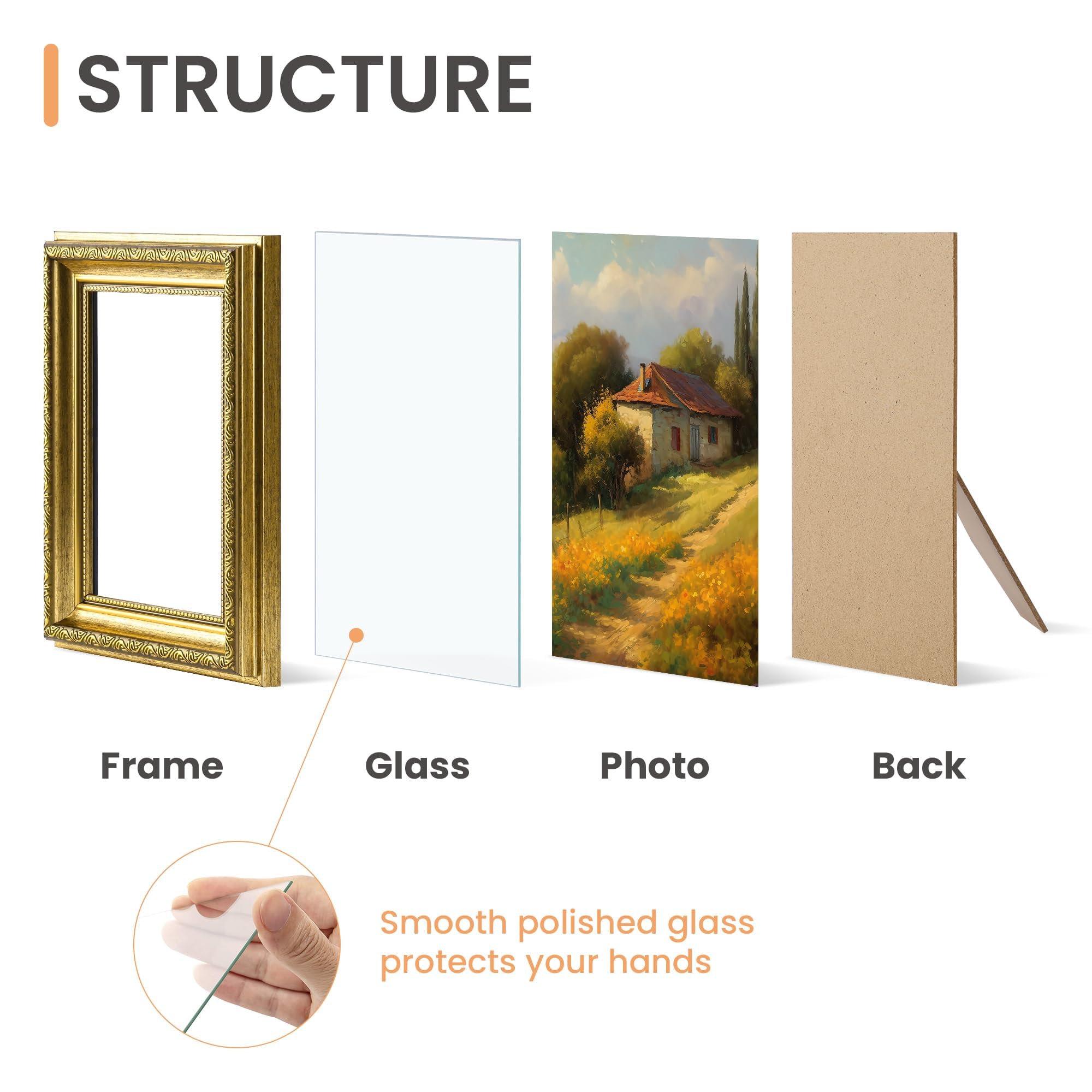 upsimples 5x7 Picture Frame with Real Glass, Ornate Vintage 5 x 7 Photo Frames for Wall Decor or Tabletop Display, Gold, 2 Pack