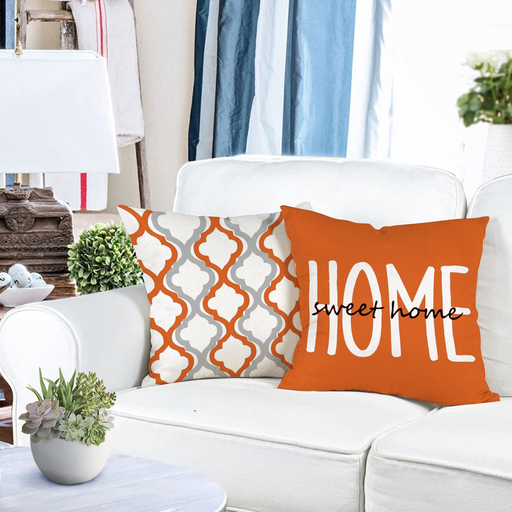 YCOLL Farmhouse Pillow Covers 18x18 Set of 4 Throw Pillow Covers Rustic Linen Decorative Pillows Square Cushion Covers for Couch Sofa Bedroom Home Decor