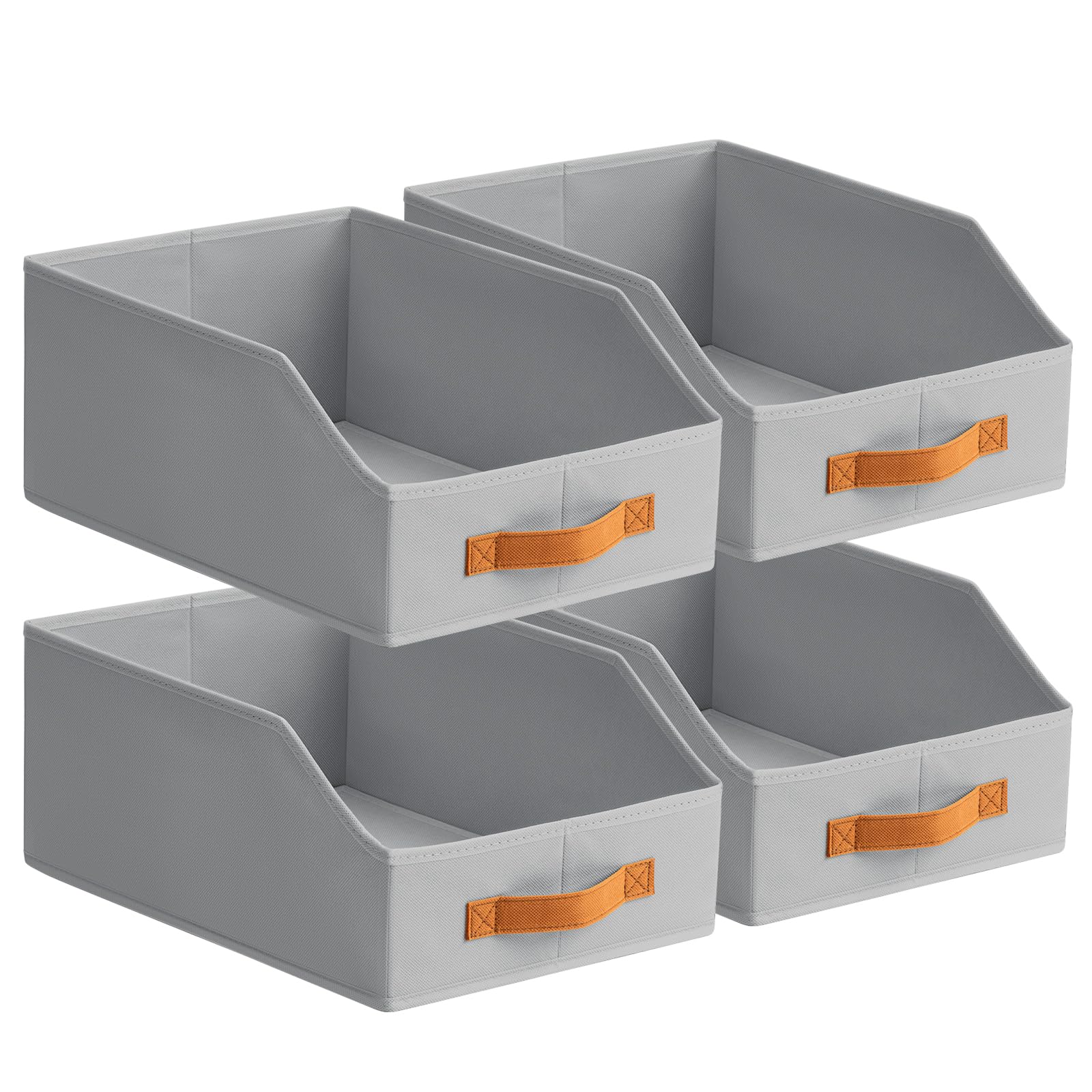 Homsorout Fabric Storage Bins for Organizing - 6 Pack Large Trapezoid Collapsible Storage Bins with Front Handle, Closet Organizers and Storage for Bedroom, Home Shelves, Small Spaces, Beige