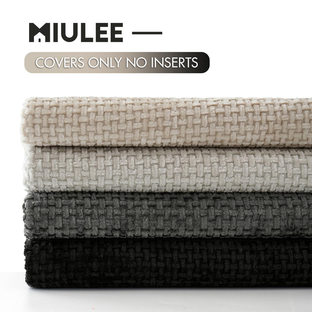 MIULEE Pack of 4 Couch Throw Pillow Covers 18x18 Inch Neutral Blue Soft Decorative Chenille Pillow Covers Farmhouse Accent Cushion Covers for Boho Western Spring Coastal Decor Sofa Bed Living Room