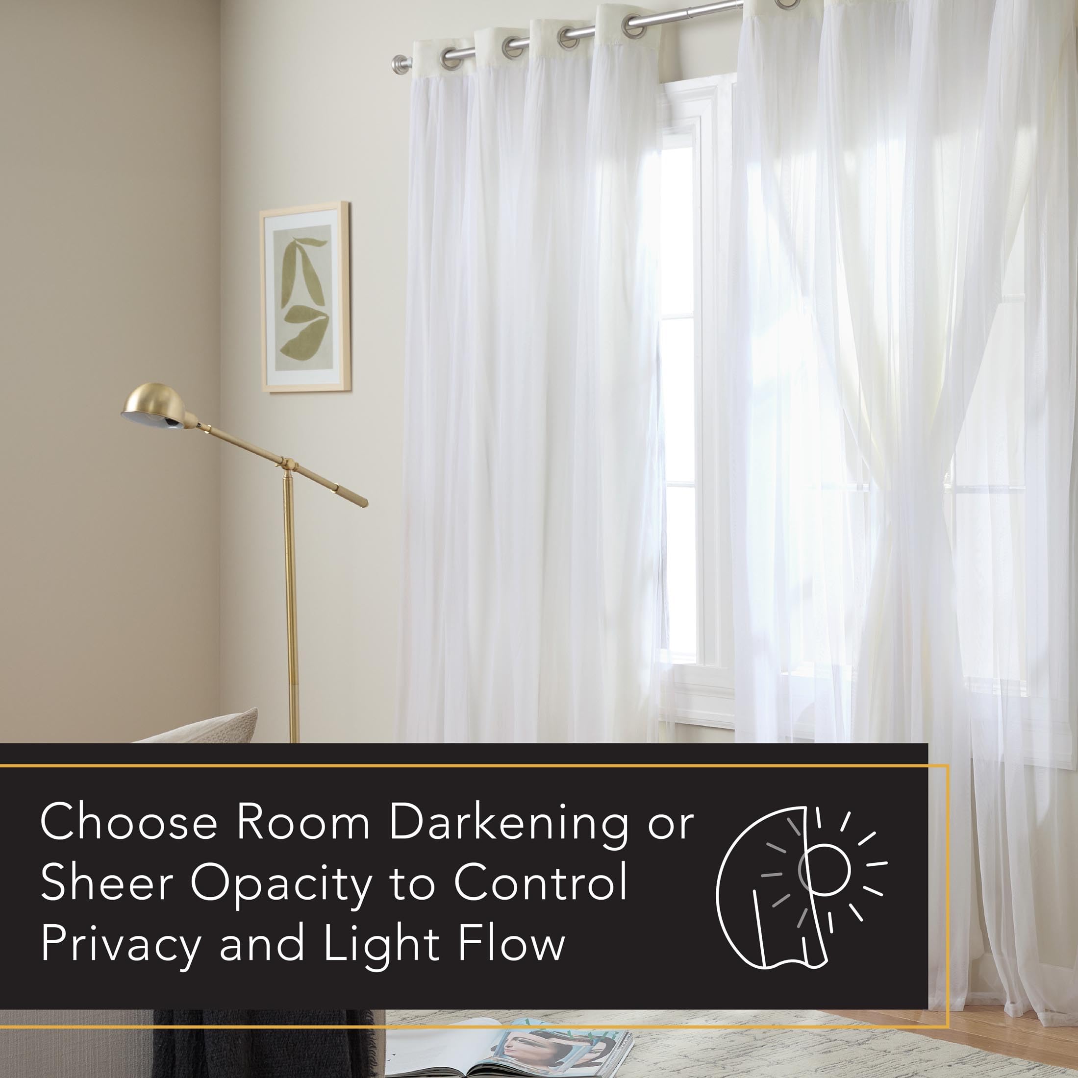 TOWN & COUNTRY LUXE Talia Double Layer Indoor Curtains, Sheer and Room Darkening Blackout, Grommet Top, Energy Efficient, 2-Pack Set, 52"x84", Rose Blush