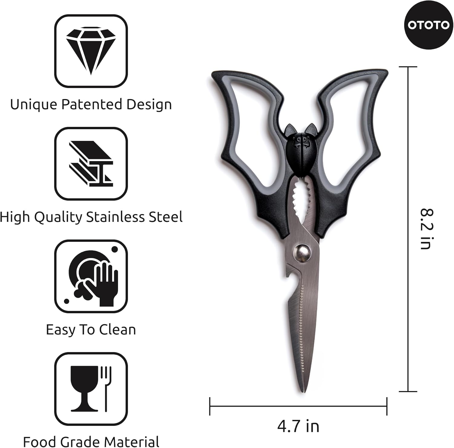 OTOTO Bundle of 2 NEW! Spookula Vampire Umbrella Unique Umbrella & NEW!! Elizabat Kitchen Scissors Cute Bat Kitchen Shears