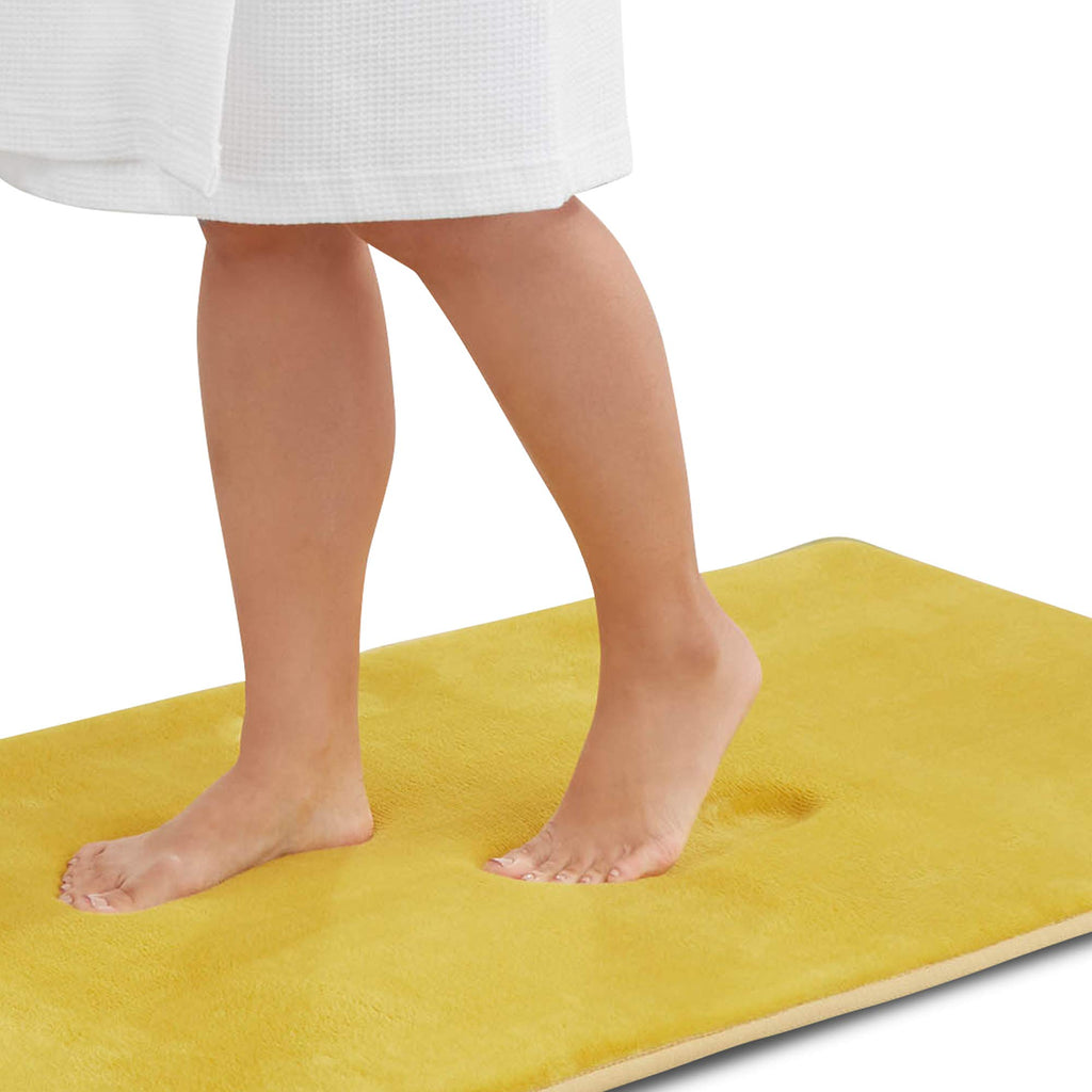 Genteele Memory Foam Bath Mat Non Slip Absorbent Super Cozy Velvet Bathroom Rug Carpet (20 inches X 32 inches, Grey)