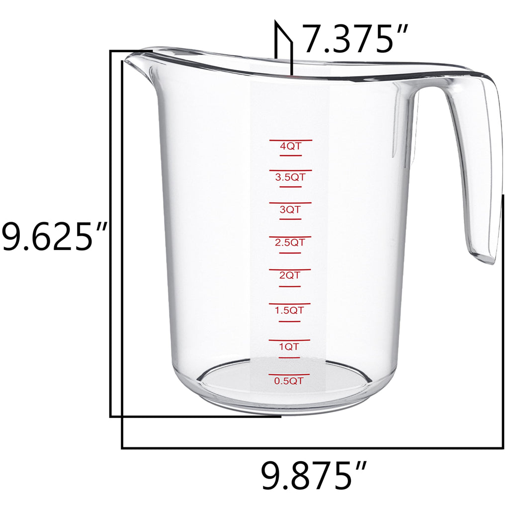 DaYammi Measuring Cups 3-Piece, Unbreakable Food-Grade Plastic Measuring Cup for Dishwasher, 1/2/4-Cup Nesting Liquid Measuring Cups for Prepping, Baking, Cooking, Readable Markings, Clear