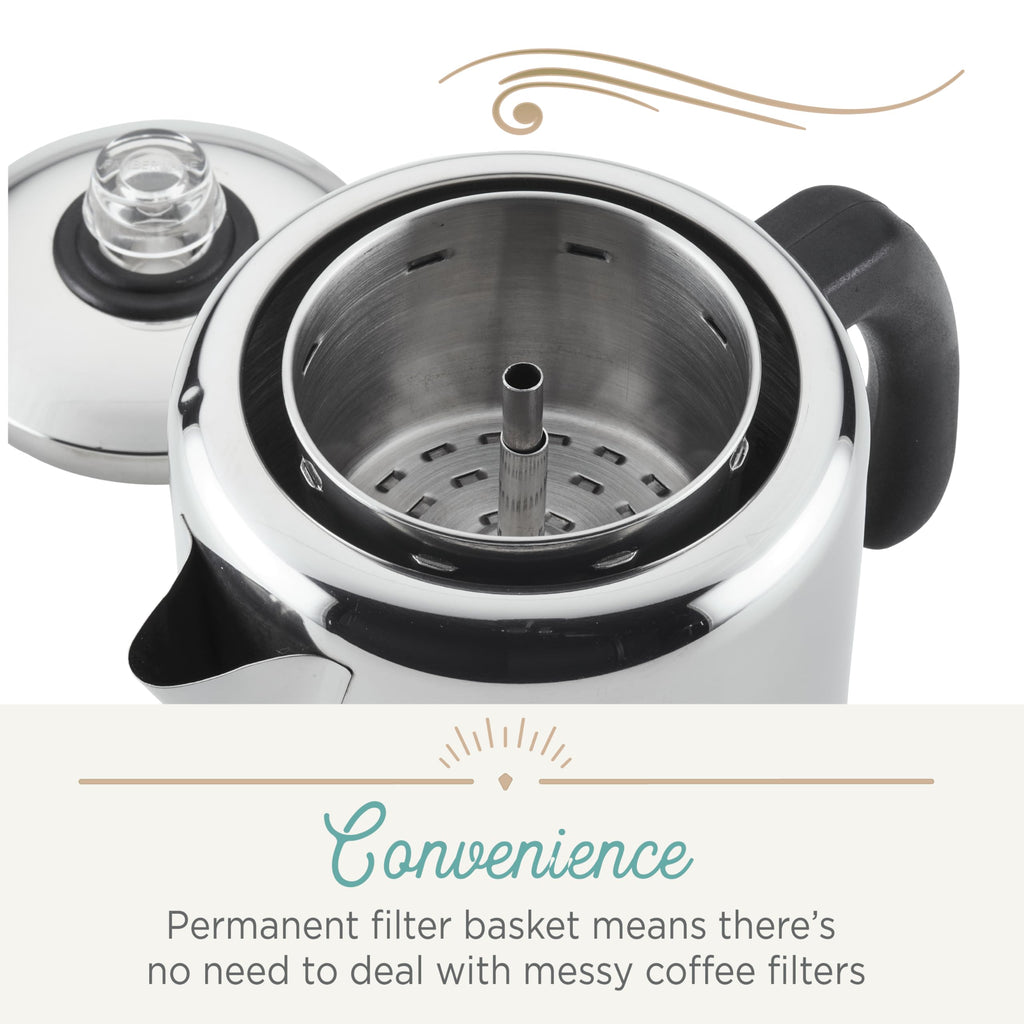 Farberware Classic Yosemite Stainless Steel Coffee Percolator - 8 Cup, Silver