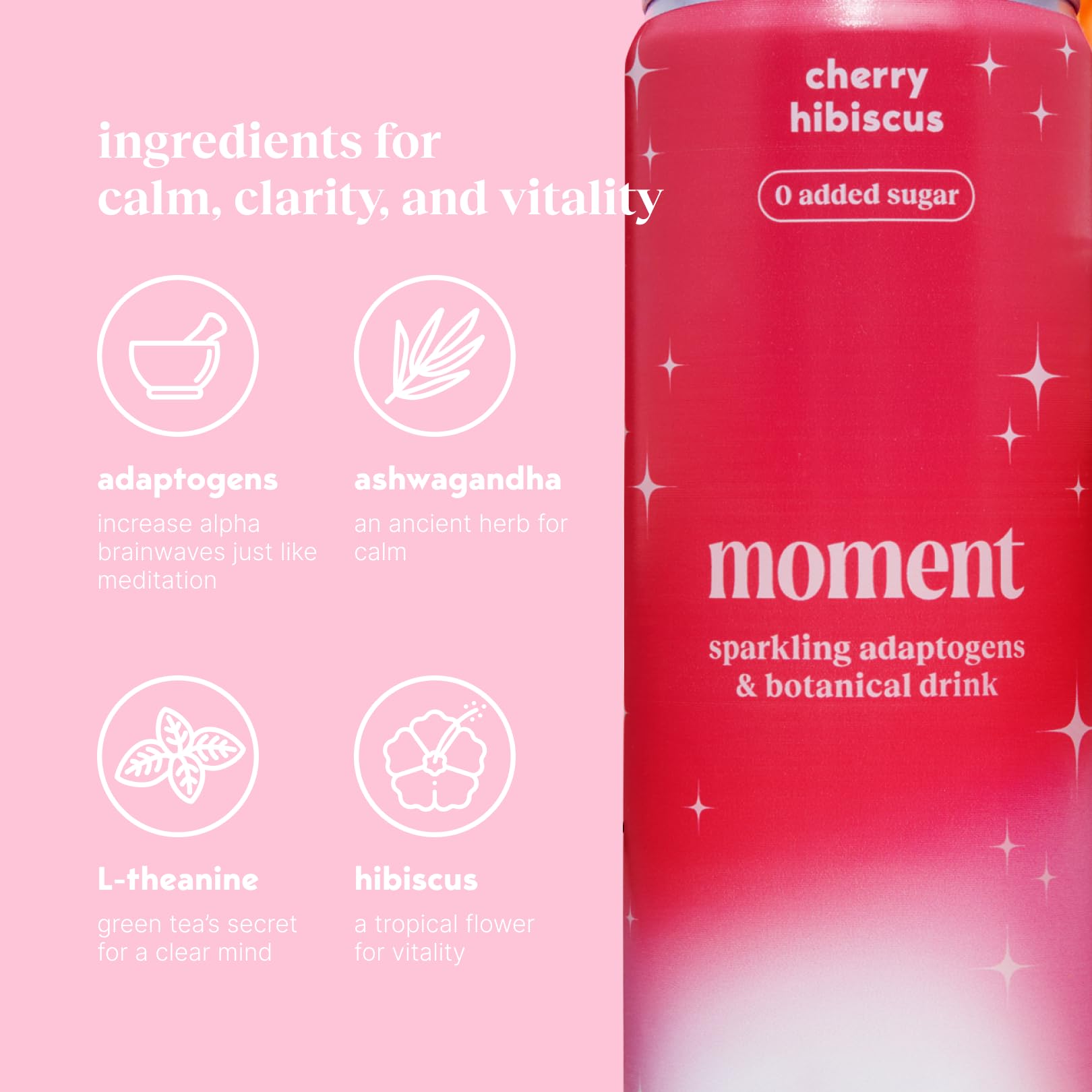 Moment Mocktails Non-Alcoholic Drinks (Shark Tank) - Calm, Clarity & Relaxation with L-Theanine & Ashwagandha - Sparkling Adaptogen Drink - 0 Sugar 0 Caffeine - 12 Pack 11.5 fl oz - Classics