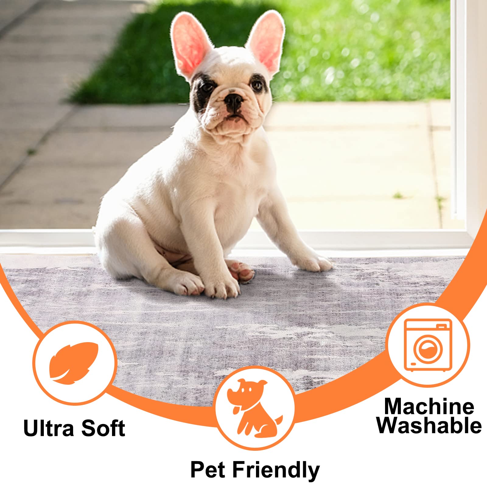 CRISTGEE Door Mat, Front Indoor Door Mat Faux Wool Non-Slip Entryway Rug Absorbent Abstract Throw Rug for Indoor Entrance Hallway Laundry Room, High Traffic Areas, 20X32 Inches, Gray Washable