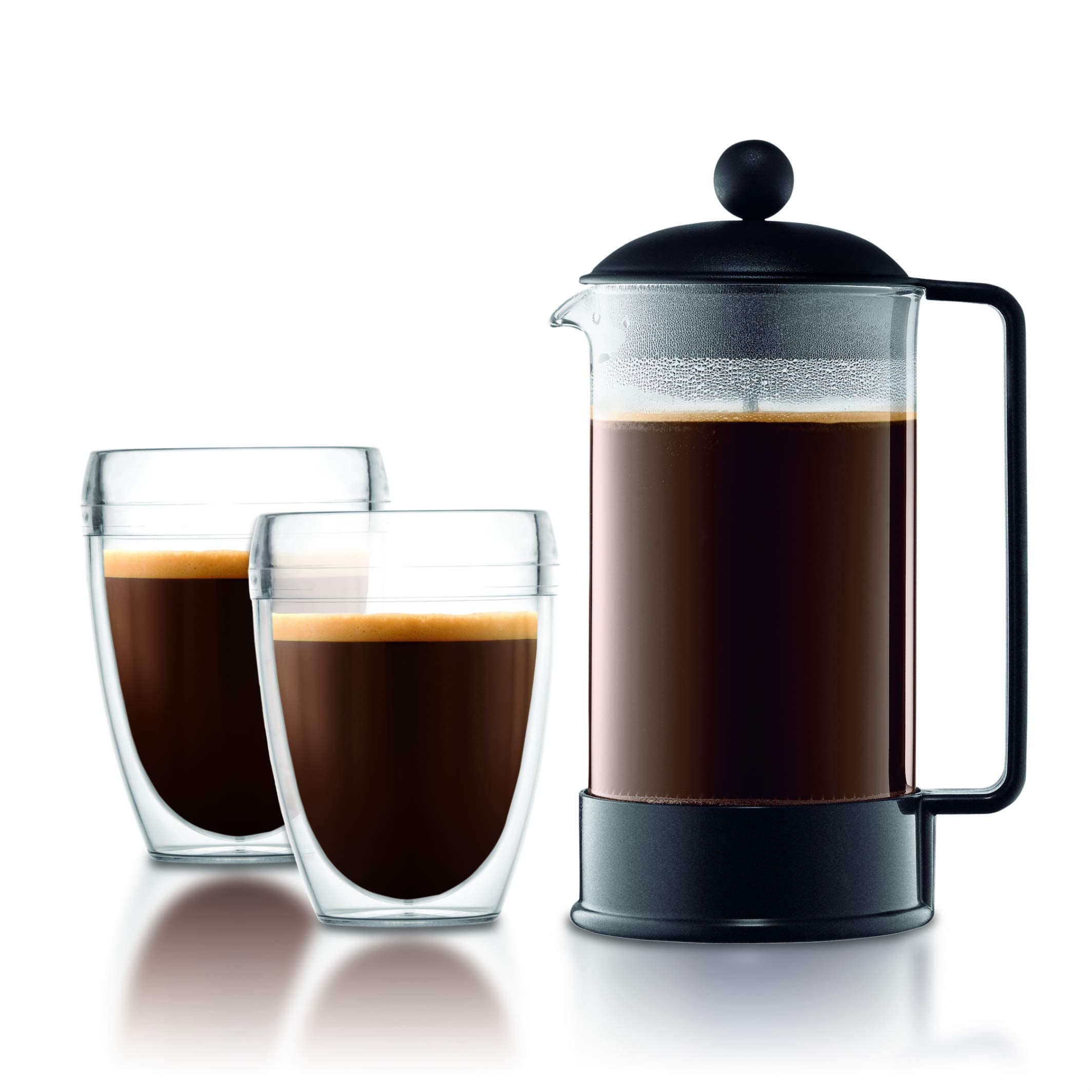 Bodum 12oz Brazil French Press Coffee Maker, High-Heat Borosilicate Glass, Black - Made in Portugal