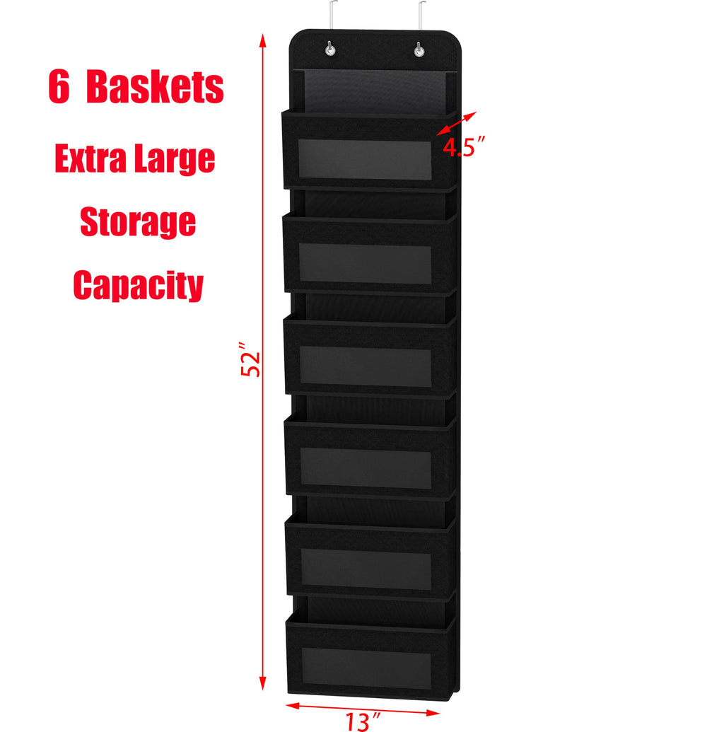 Simple Houseware 6 Clear Window Pocket Over Closet Door Storage Hanging Organizer for Bedroom, Bathroom, Pantry, Beige