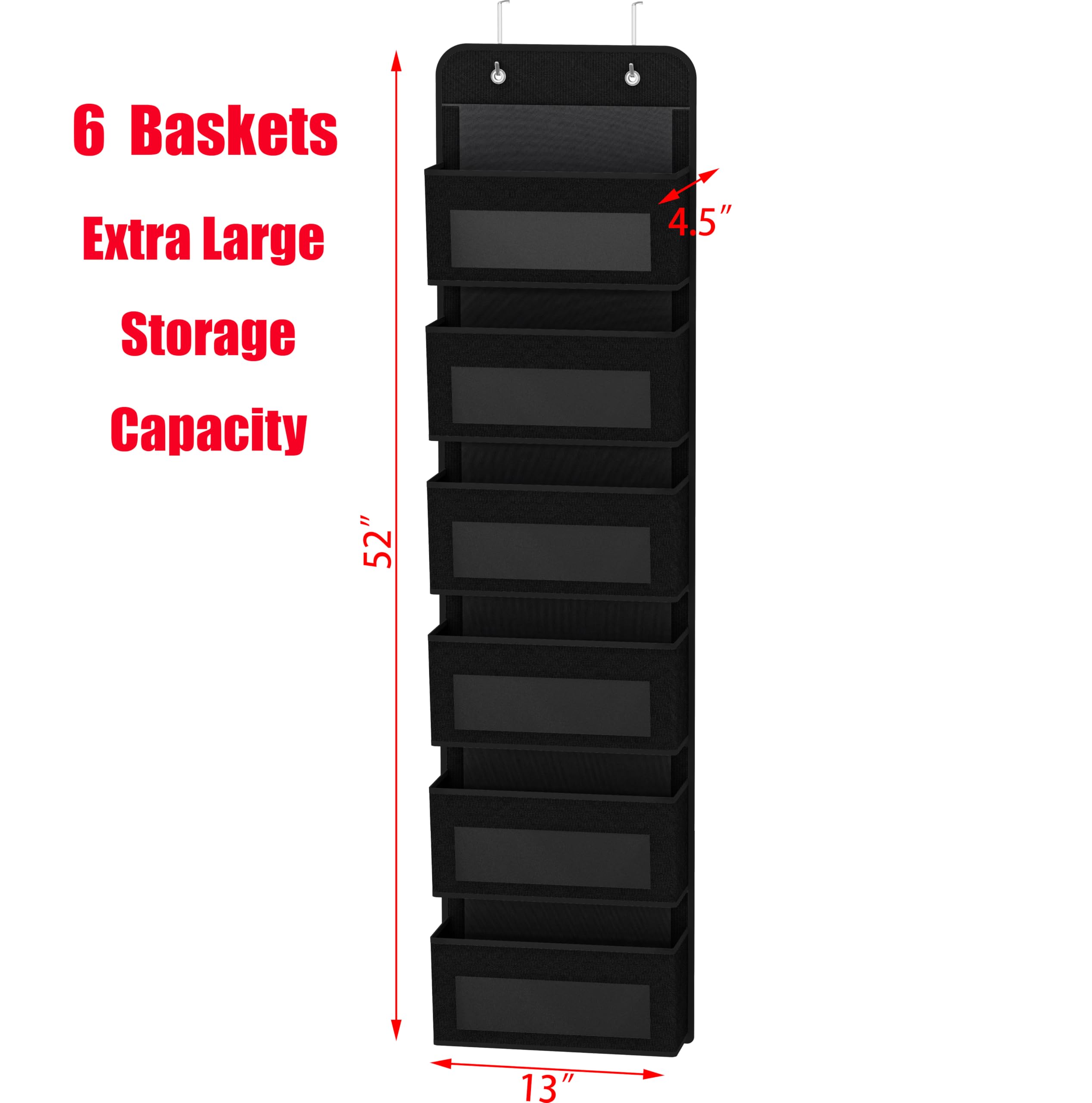 Simple Houseware 6 Clear Window Pocket Over Closet Door Storage Hanging Organizer for Bedroom, Bathroom, Pantry, Beige
