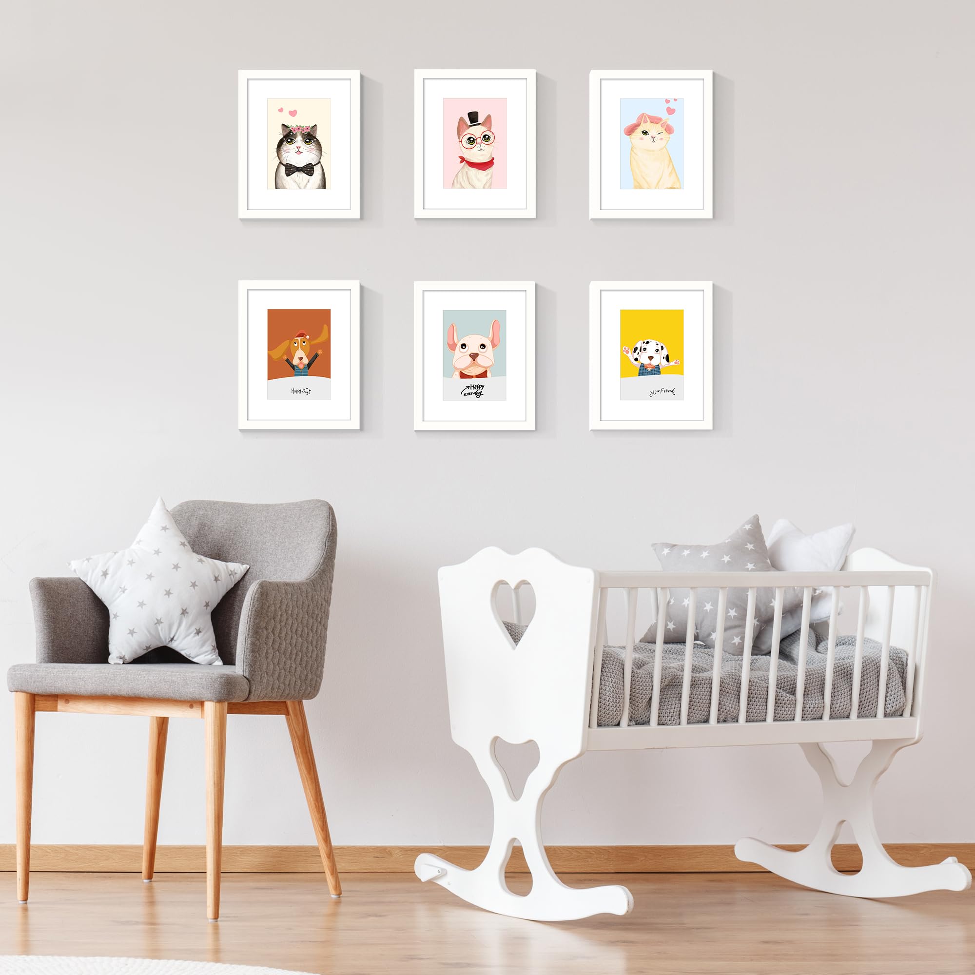upsimples 5x7 Picture Frame Set of 10, Display Pictures 4x6 with Mat or 5x7 Without, Multi Photo Frames Collage for Wall or Tabletop Display, Black
