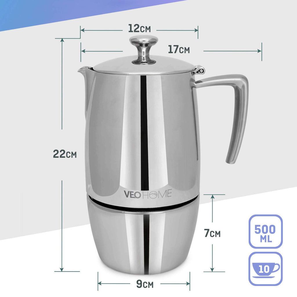 VeoHome Stovetop Espresso Coffee Maker - l Multi-Stove Stainless Steel Induction Moka Pot (300 mL)